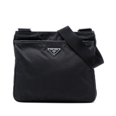 Prada Saffiano Trimmed Re Nylon Zip Top Crossbody