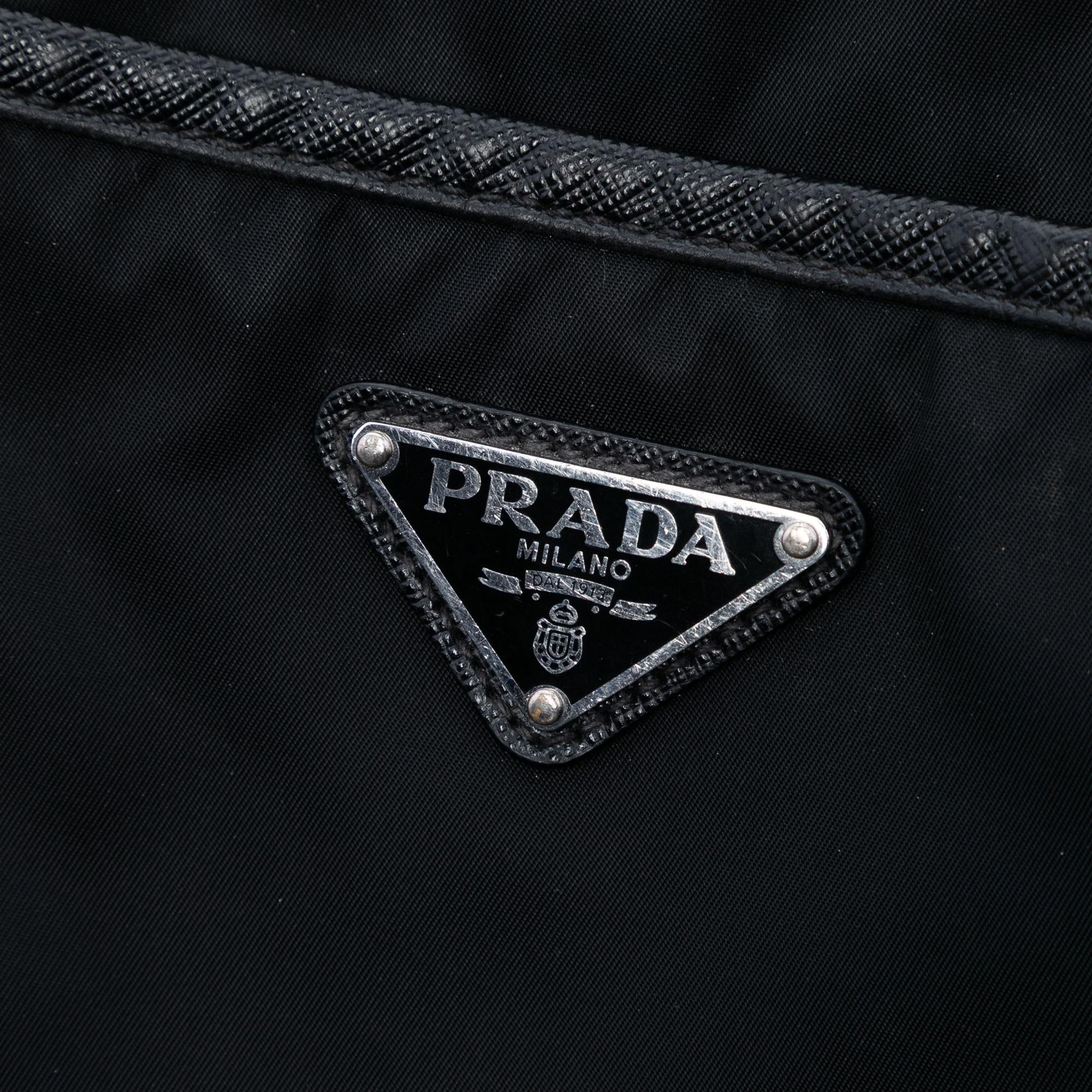 Prada Saffiano Trimmed Re Nylon Zip Top Crossbody