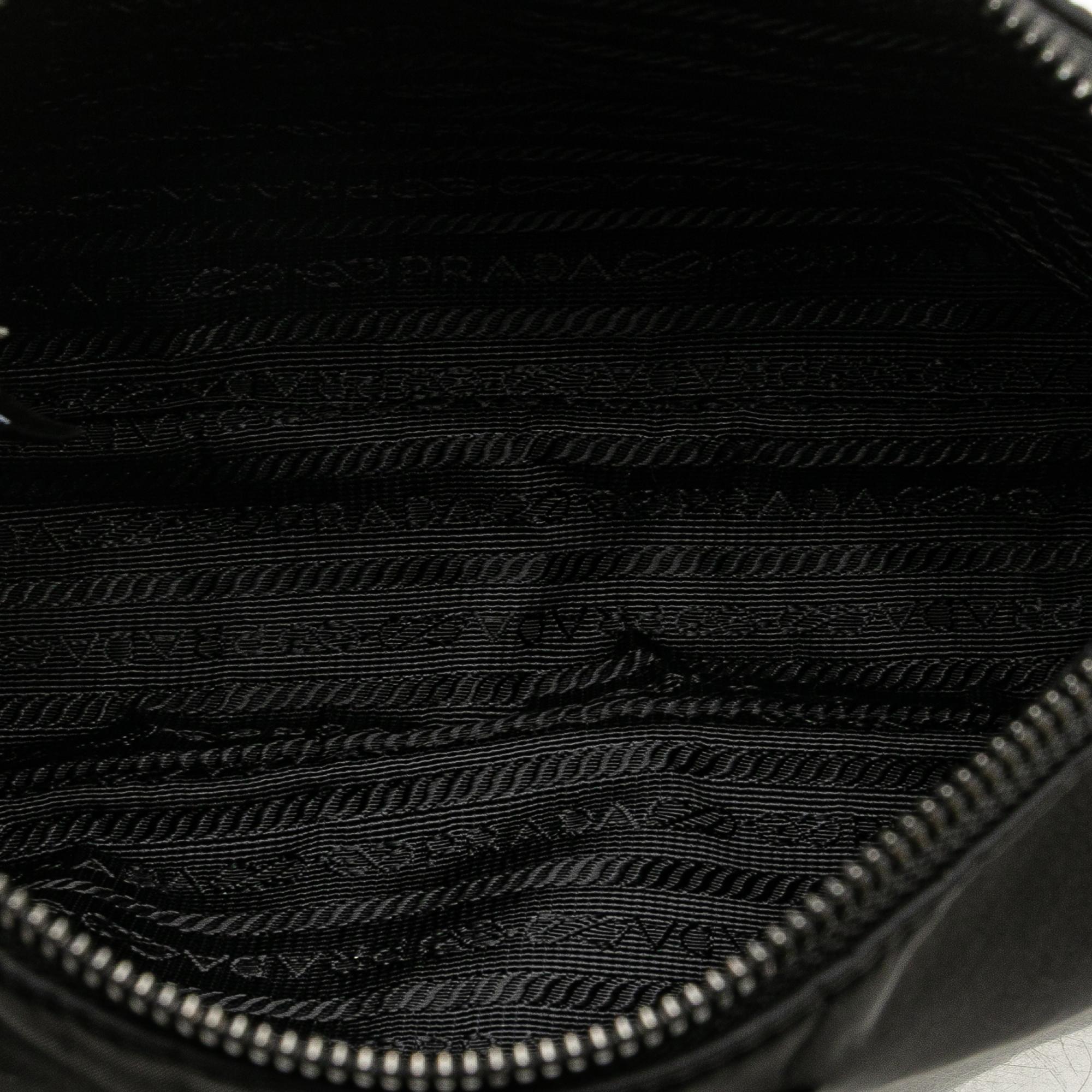 Prada Saffiano Trimmed Re Nylon Zip Top Crossbody