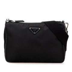 Prada Saffiano Trimmed Re Nylon Zip Top Crossbody