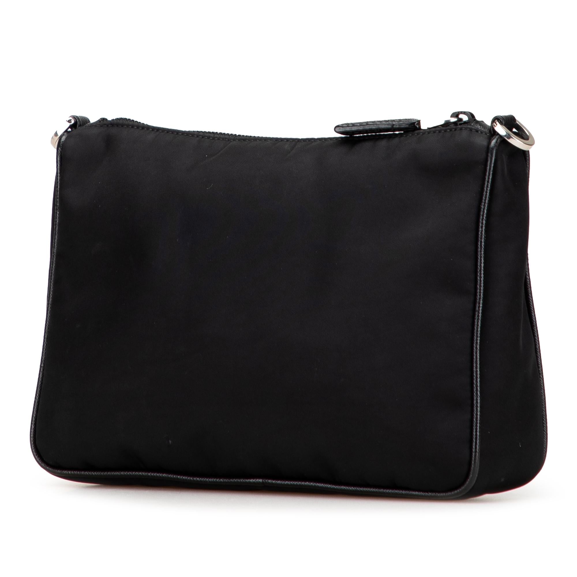 Prada Saffiano Trimmed Re Nylon Zip Top Crossbody