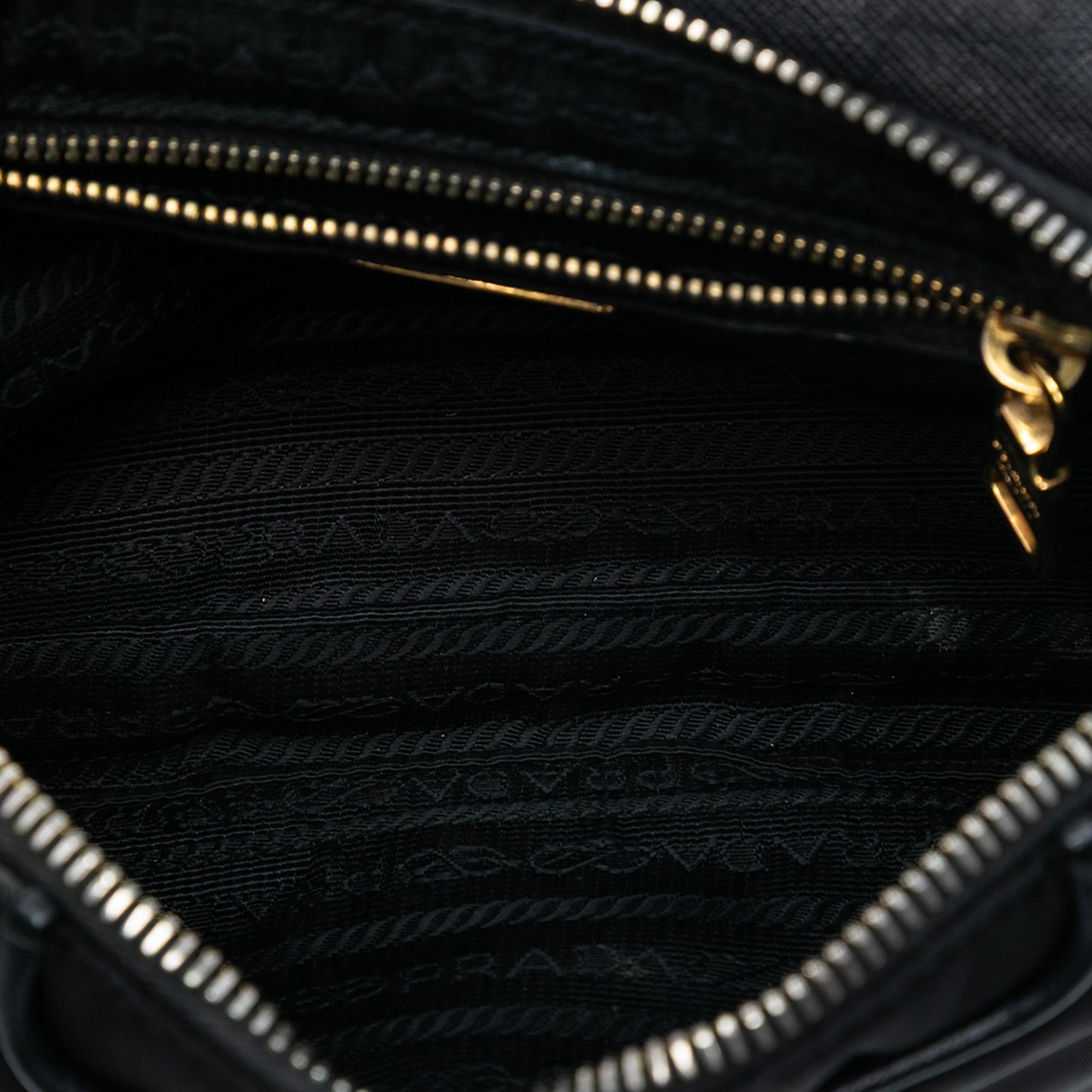 Prada Saffiano Trimmed Tessuto Chain Crossbody