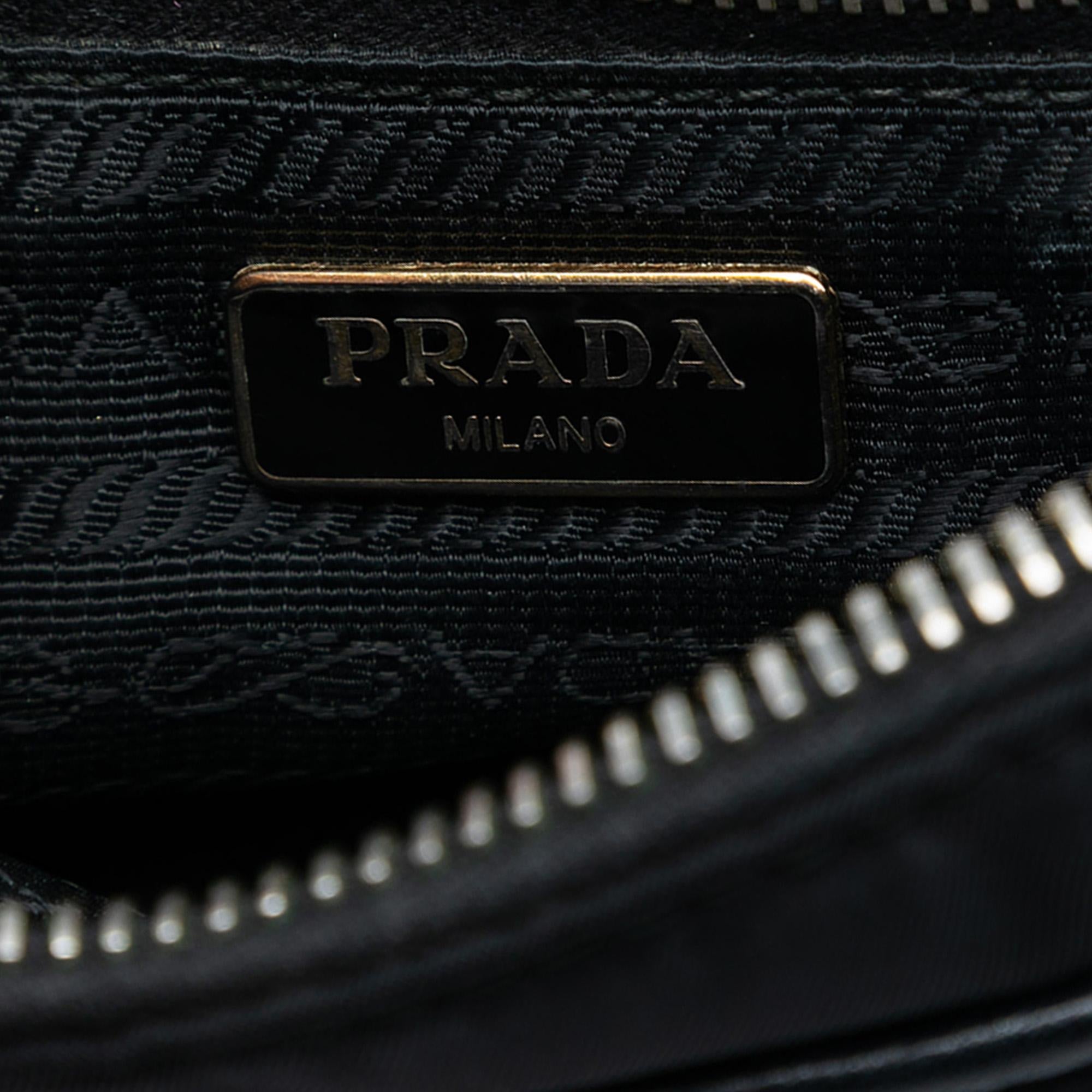 Prada Saffiano Trimmed Tessuto Chain Crossbody