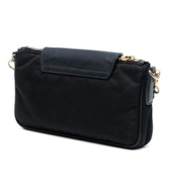 Prada Saffiano Trimmed Tessuto Chain Crossbody