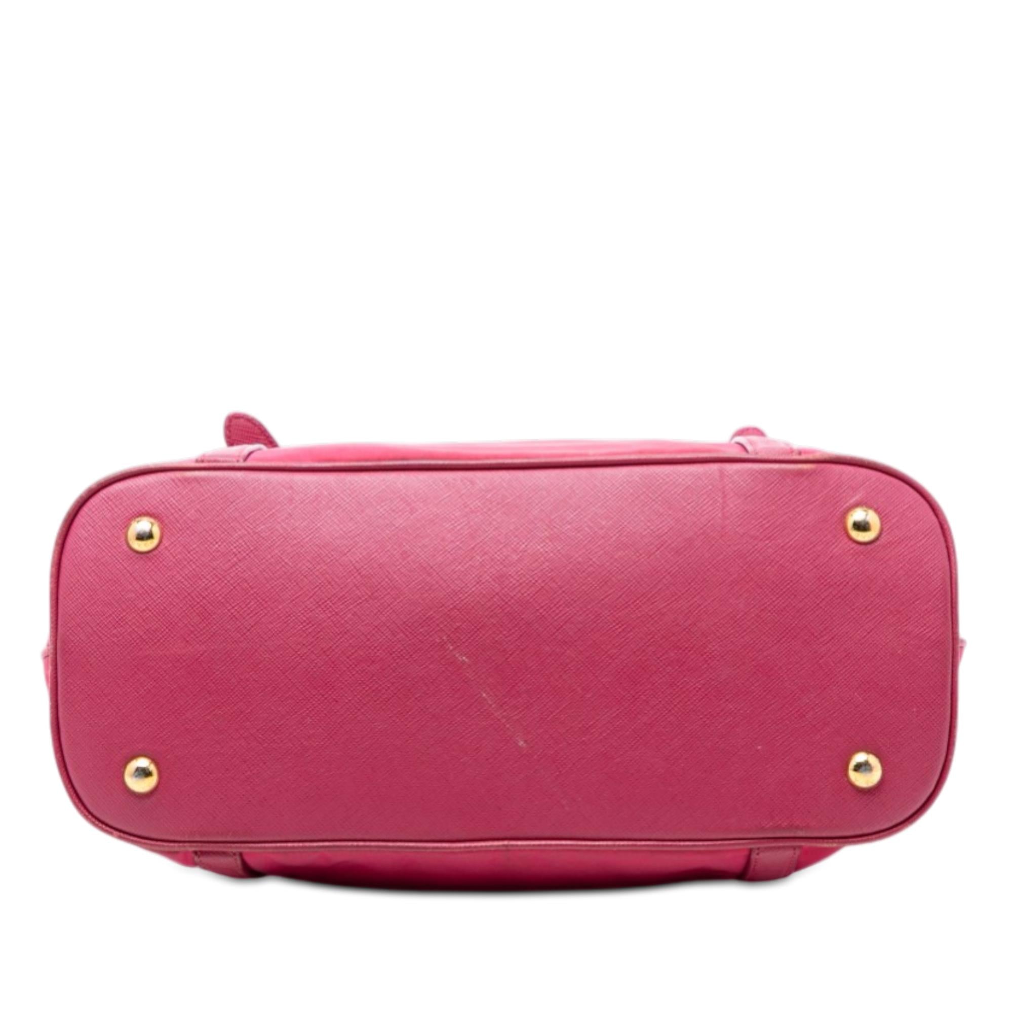 Prada Saffiano Trimmed Tessuto Dome Satchel