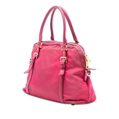 Prada Saffiano Trimmed Tessuto Dome Satchel