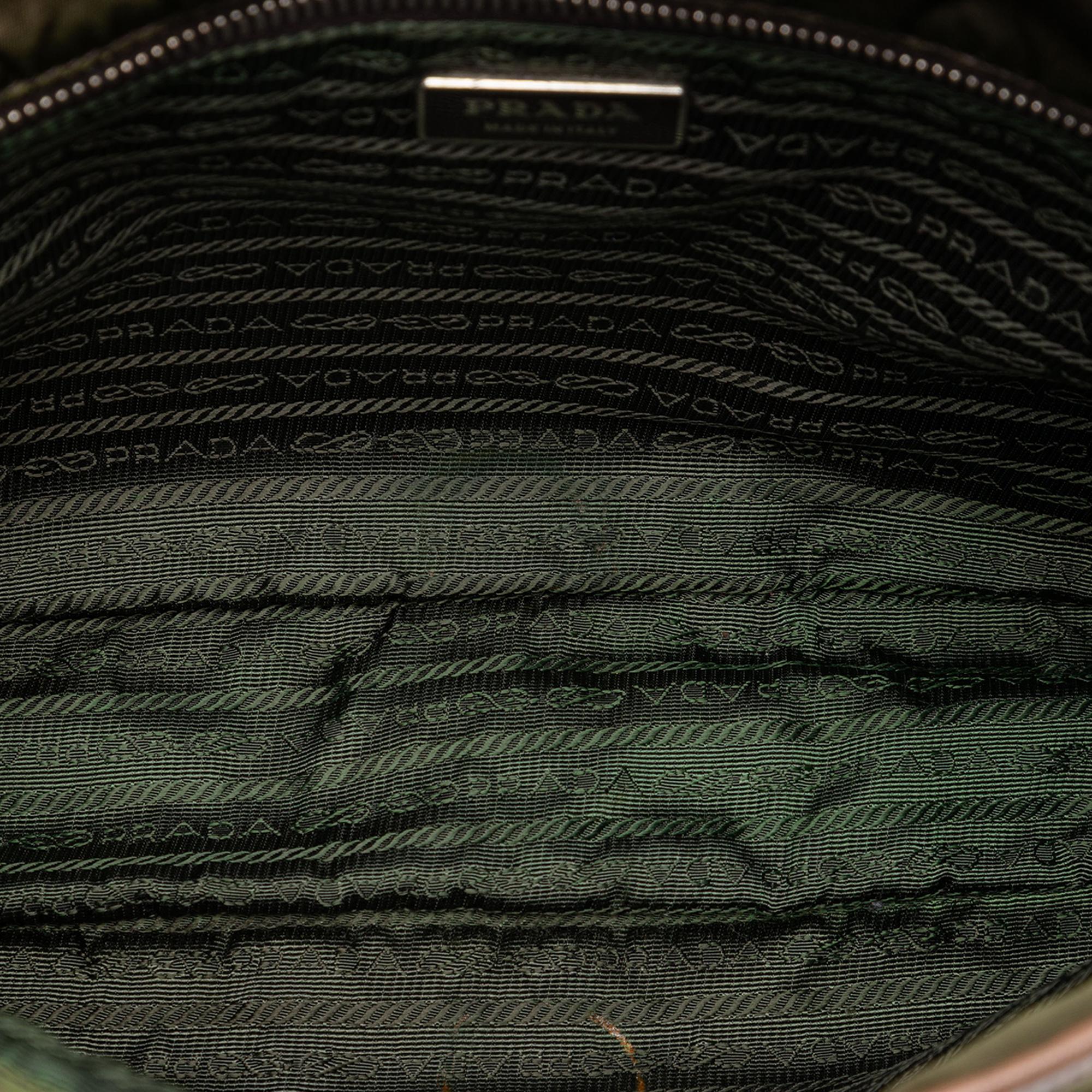 Prada Saffiano Trimmed Tessuto Double Buckle Messenger Bag