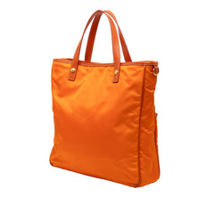 Prada Saffiano Trimmed Tessuto Logo Oro Satchel