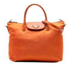 Prada Saffiano Trimmed Tessuto Satchel