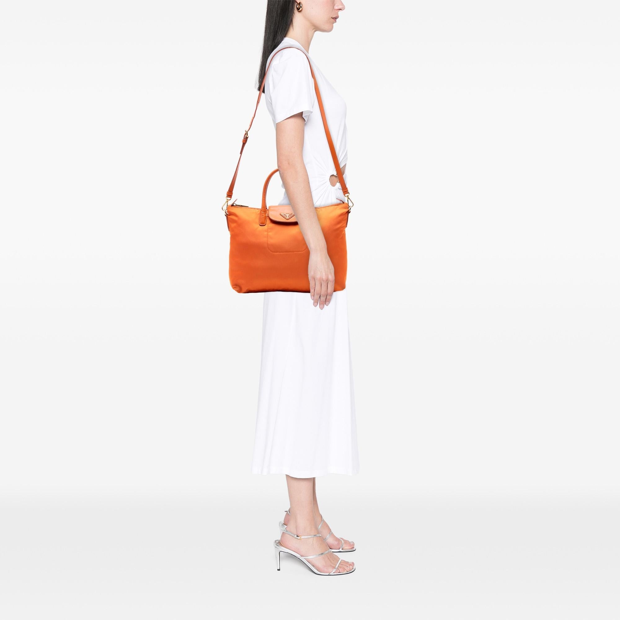 Prada Saffiano Trimmed Tessuto Satchel