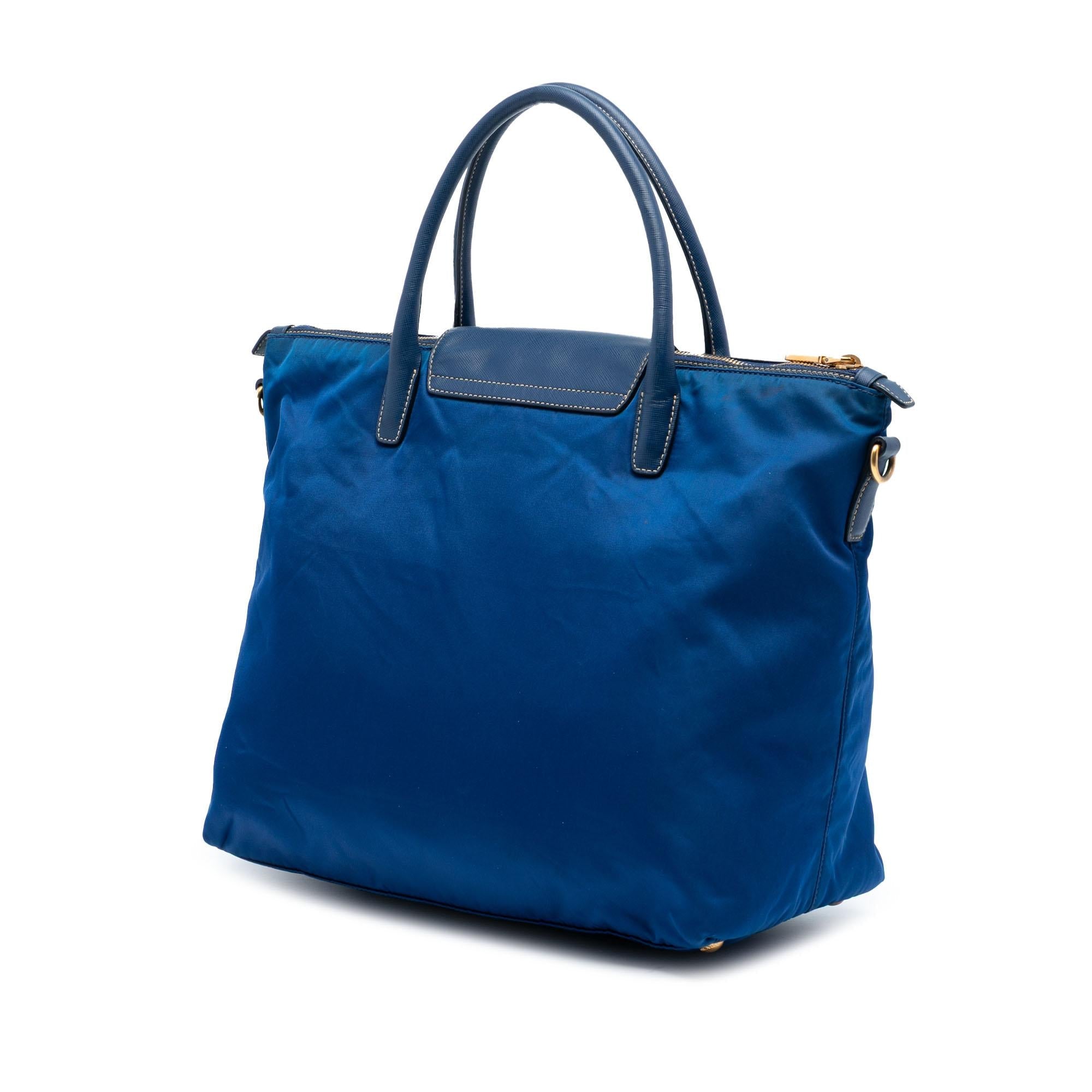 Prada Saffiano Trimmed Tessuto Satchel