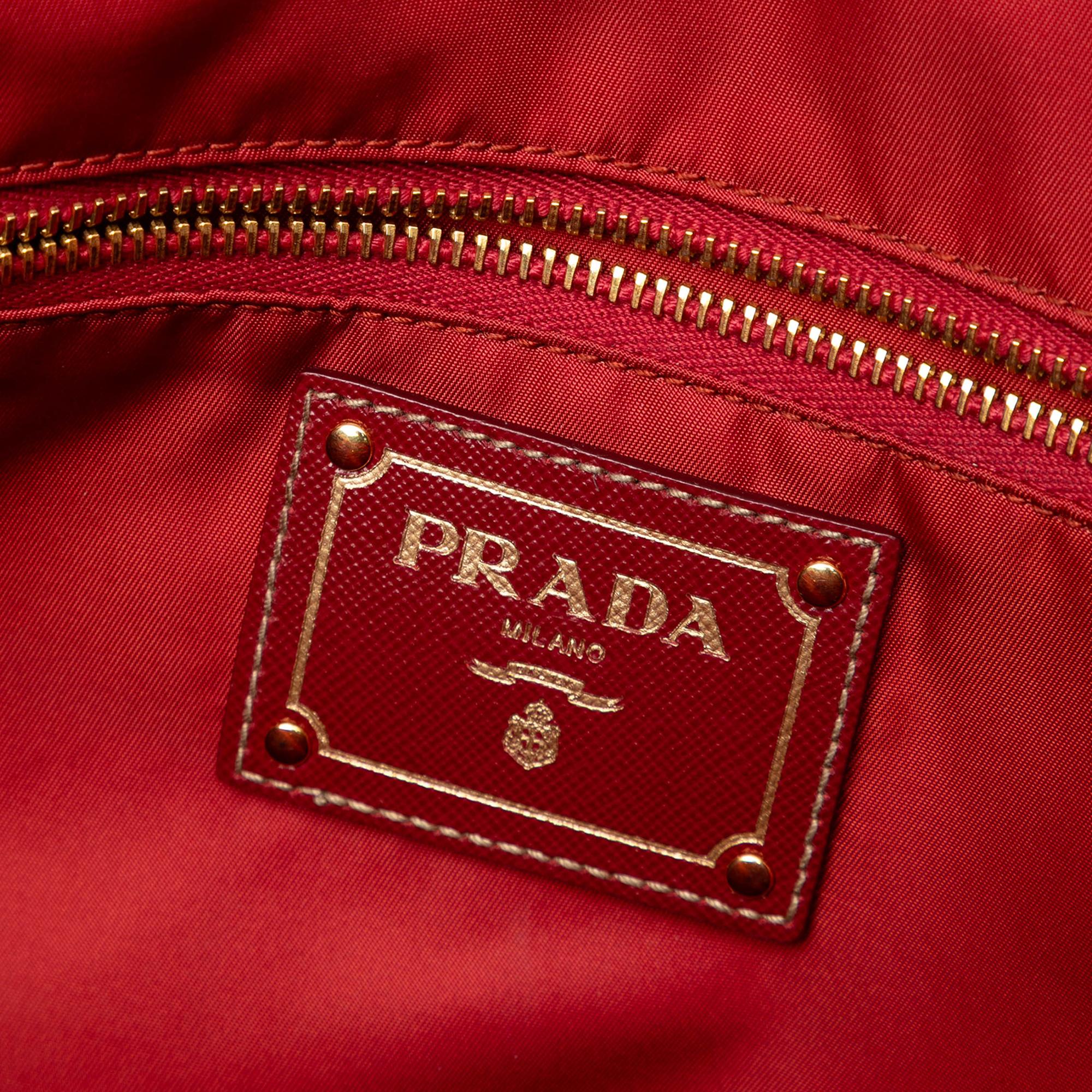 Prada Saffiano Trimmed Tessuto Satchel