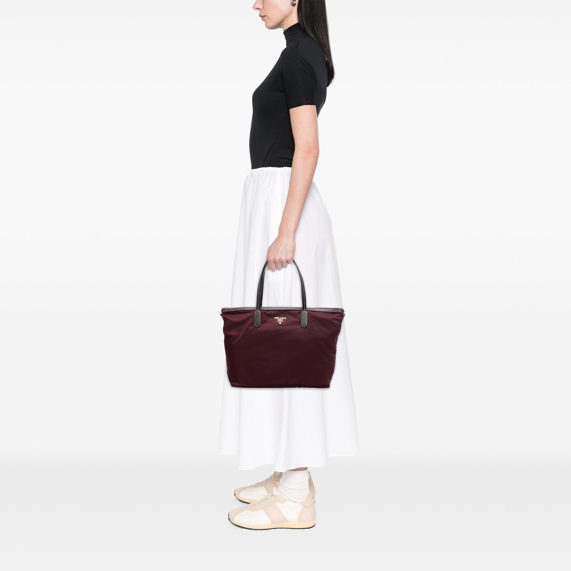 Prada Saffiano Trimmed Tessuto Satchel