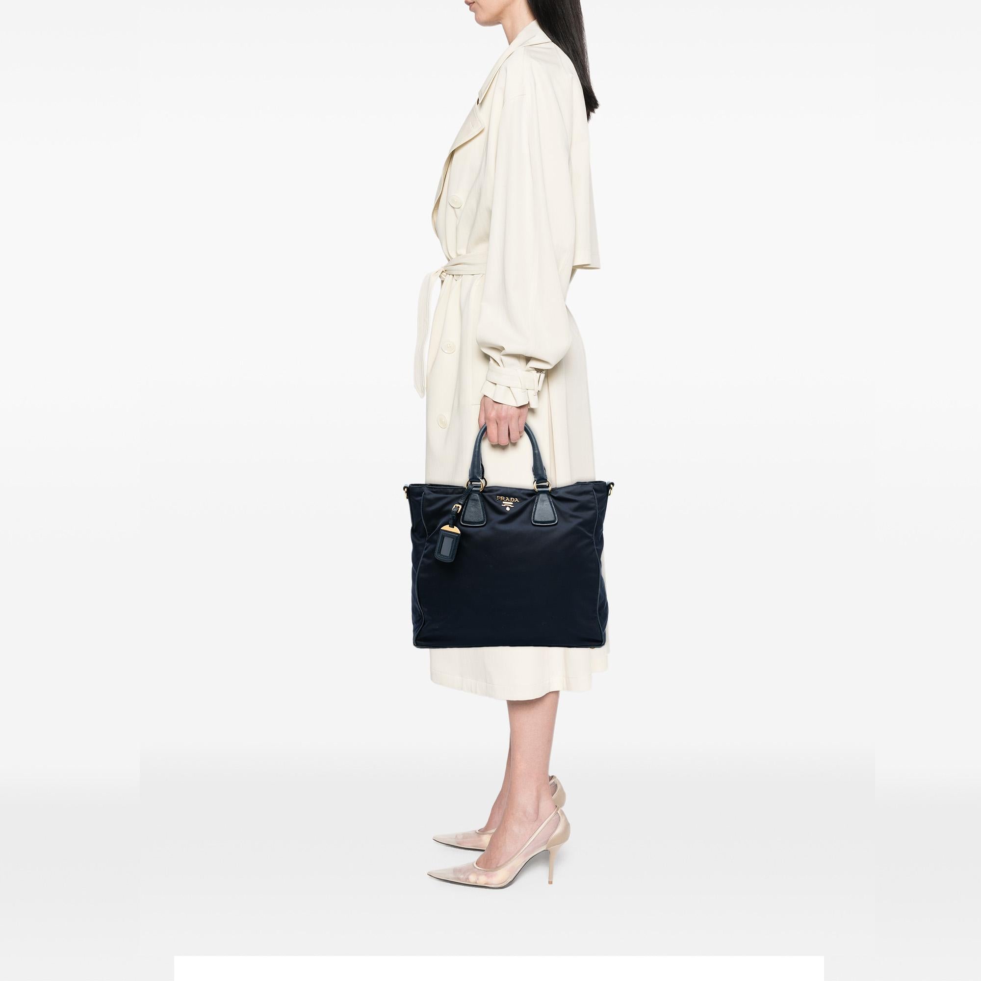 Prada Saffiano Trimmed Tessuto Satchel