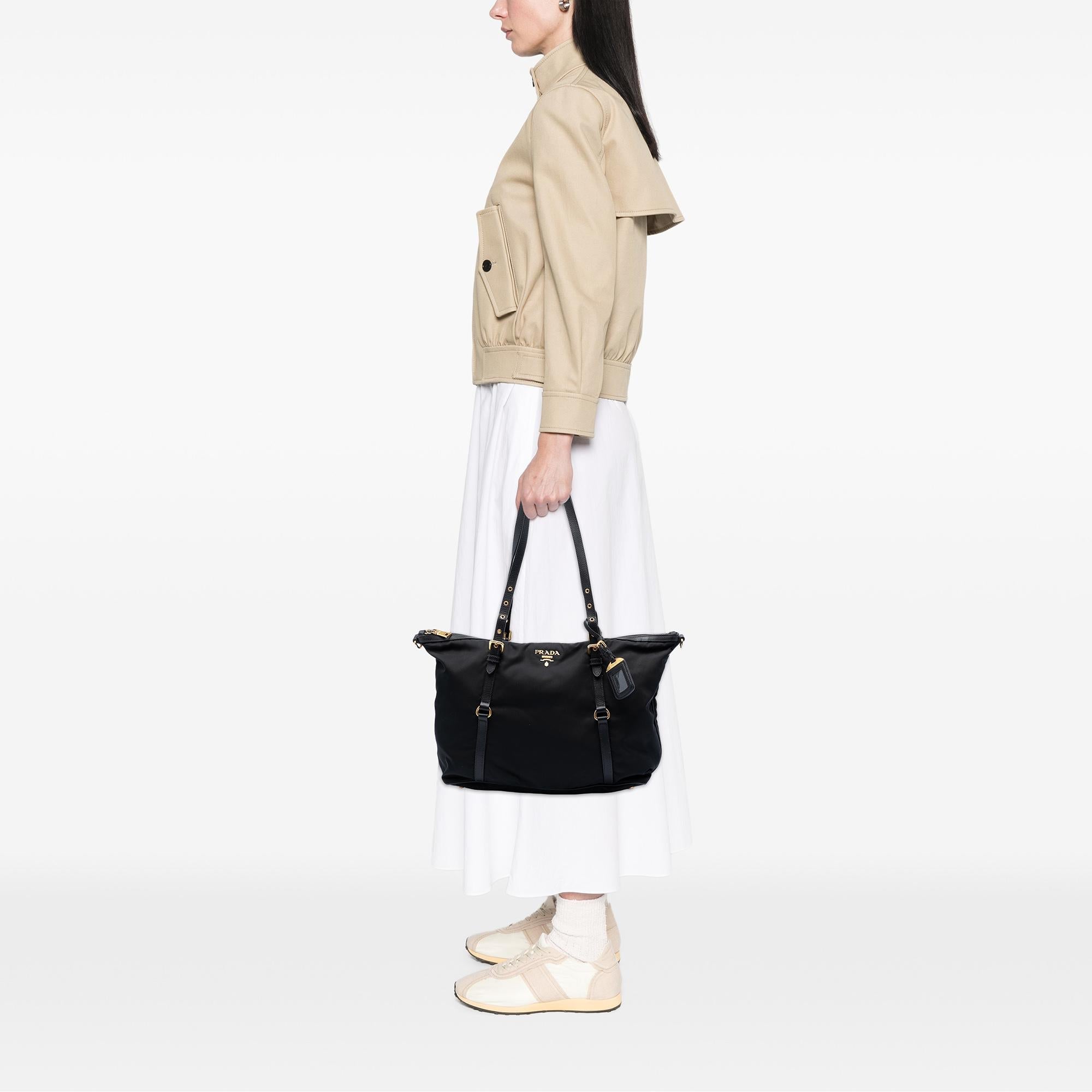 Prada Saffiano Trimmed Tessuto Satchel