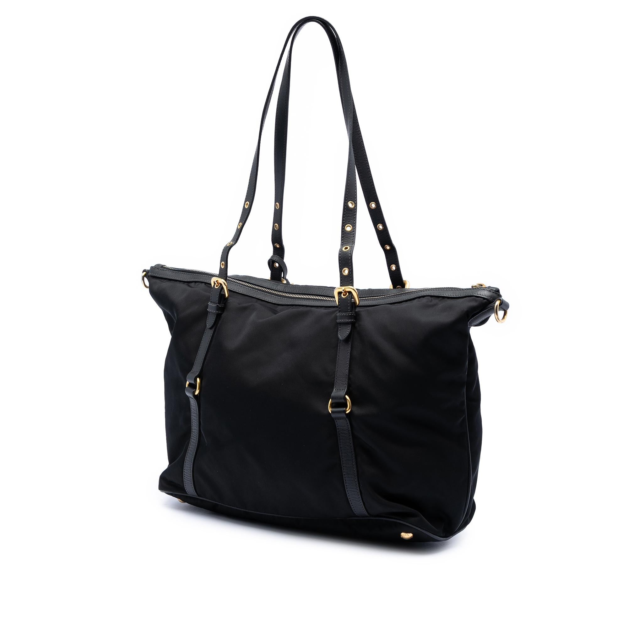 Prada Saffiano Trimmed Tessuto Satchel
