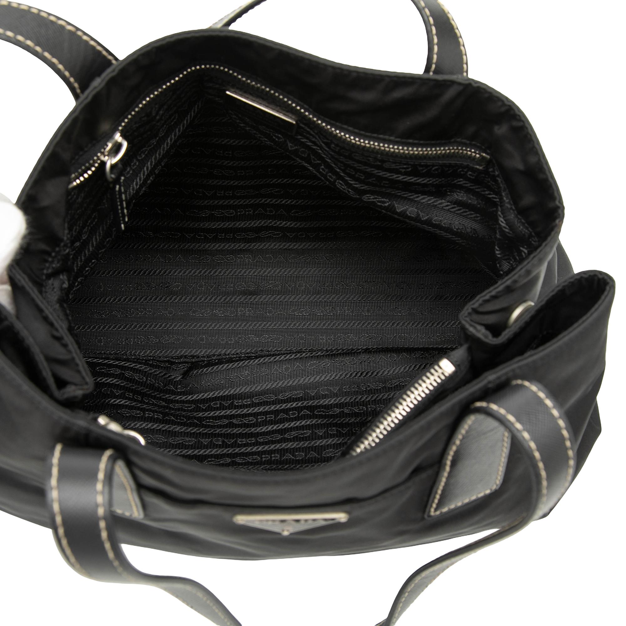 Prada Saffiano Trimmed Tessuto Shopper Tote
