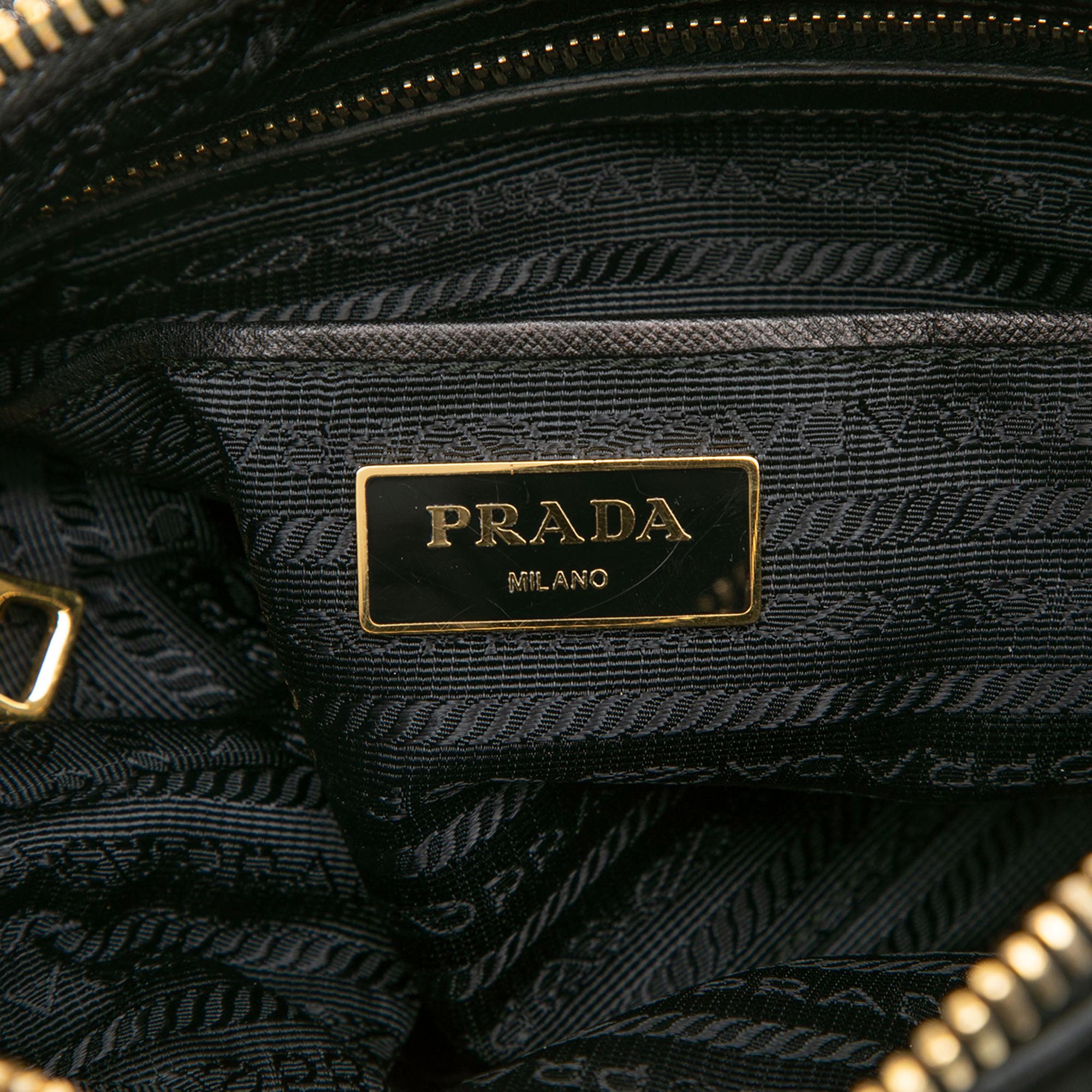Prada Saffiano Trimmed Tessuto Shoulder Bag