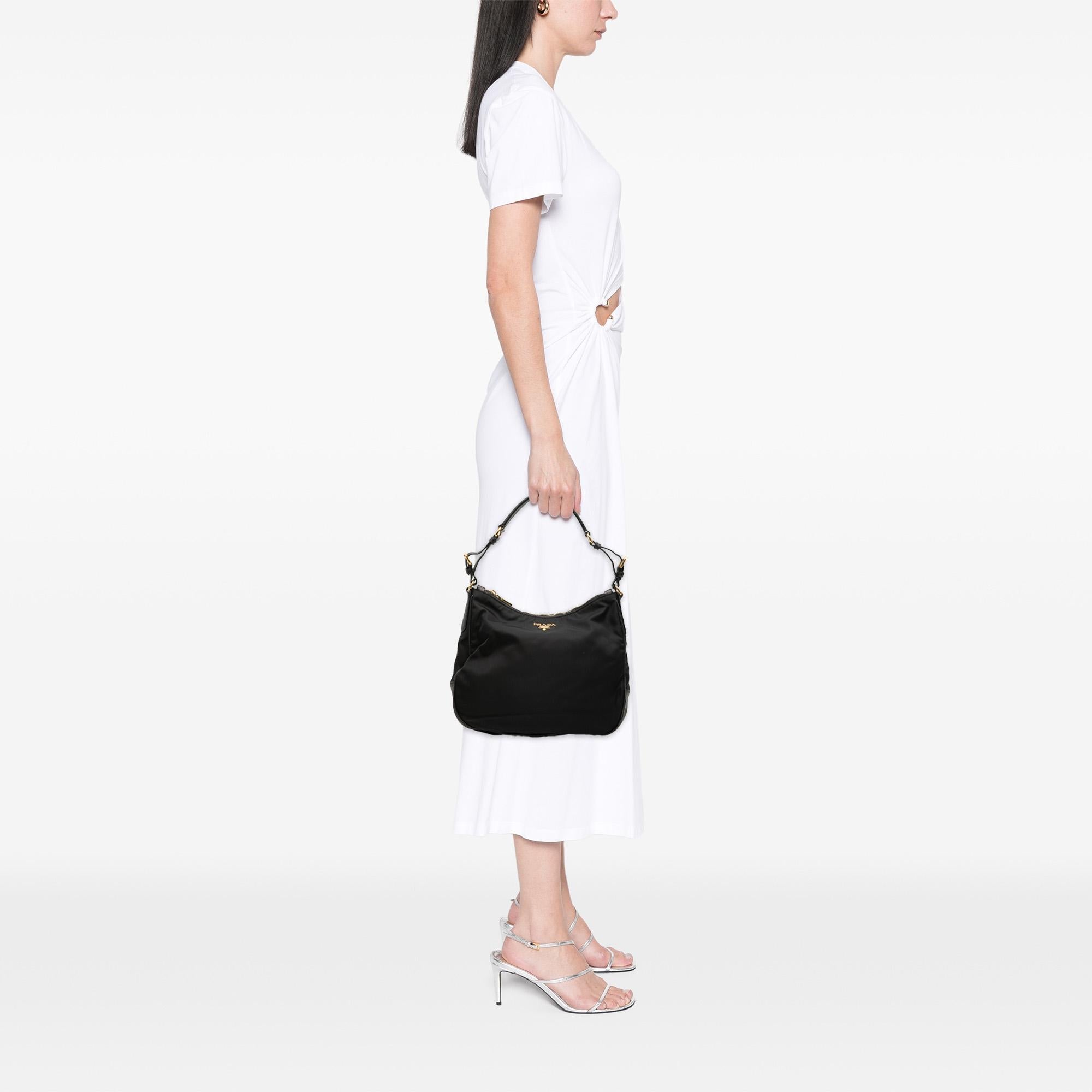 Prada Saffiano Trimmed Tessuto Shoulder Bag