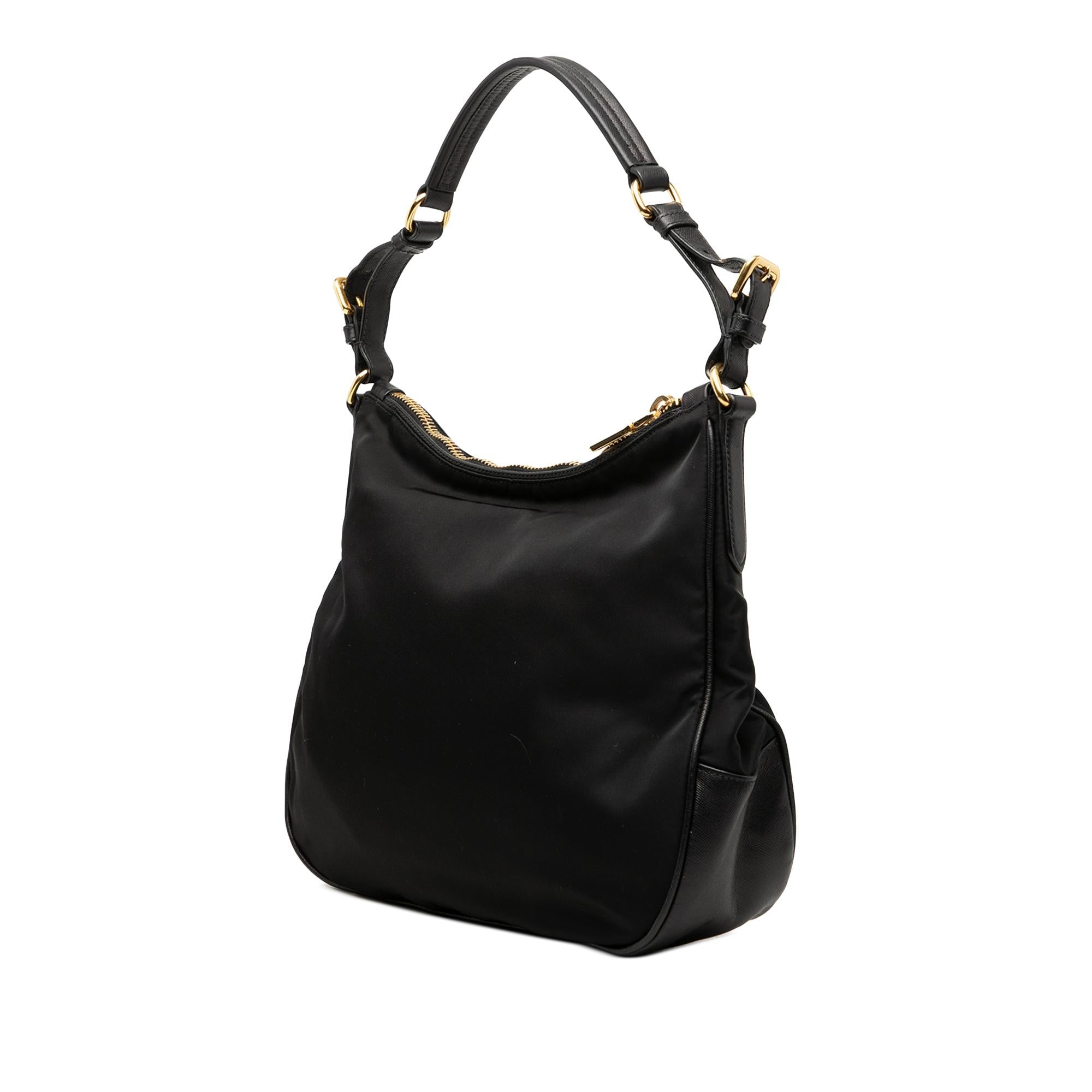 Prada Saffiano Trimmed Tessuto Shoulder Bag