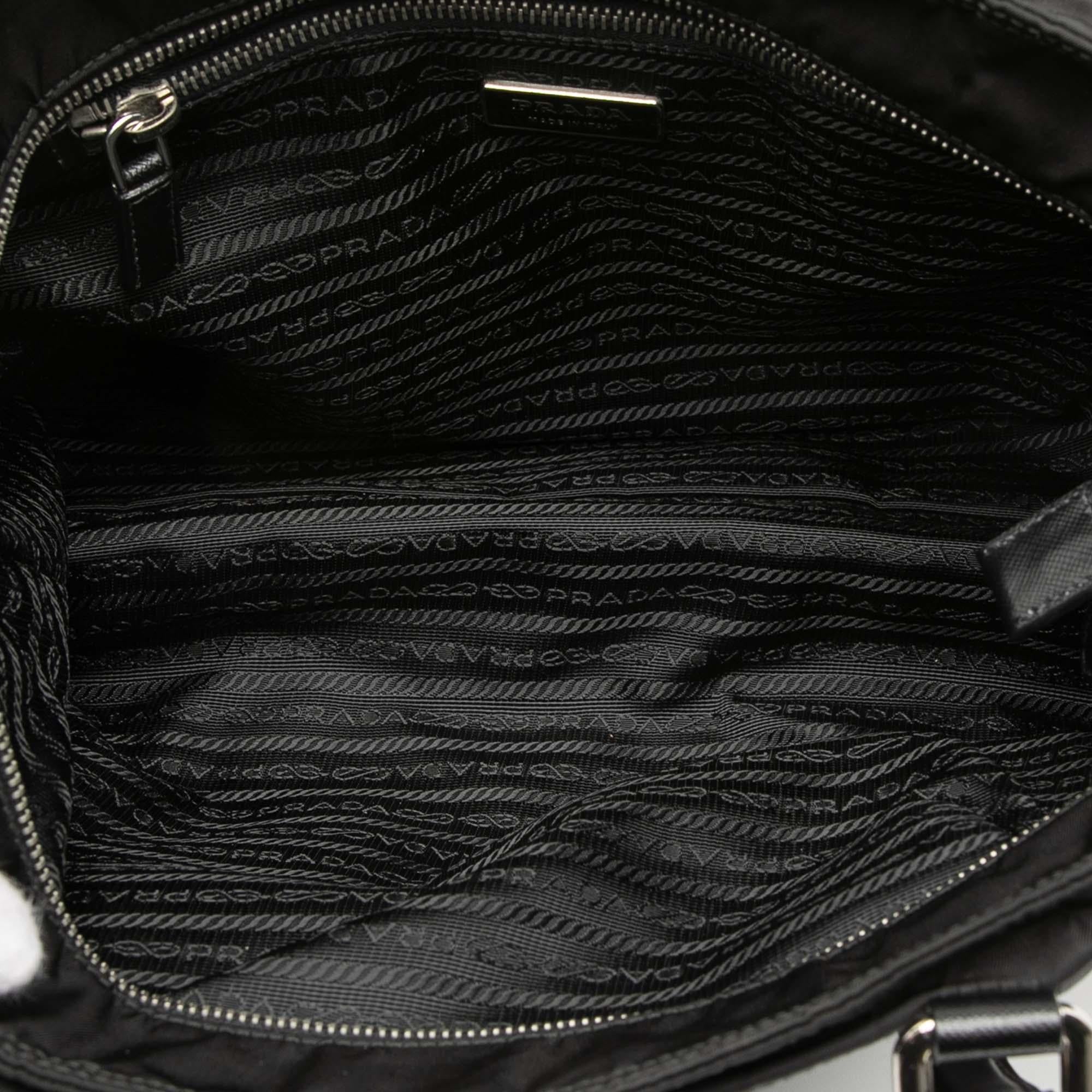Prada Saffiano Trimmed Tessuto Tote