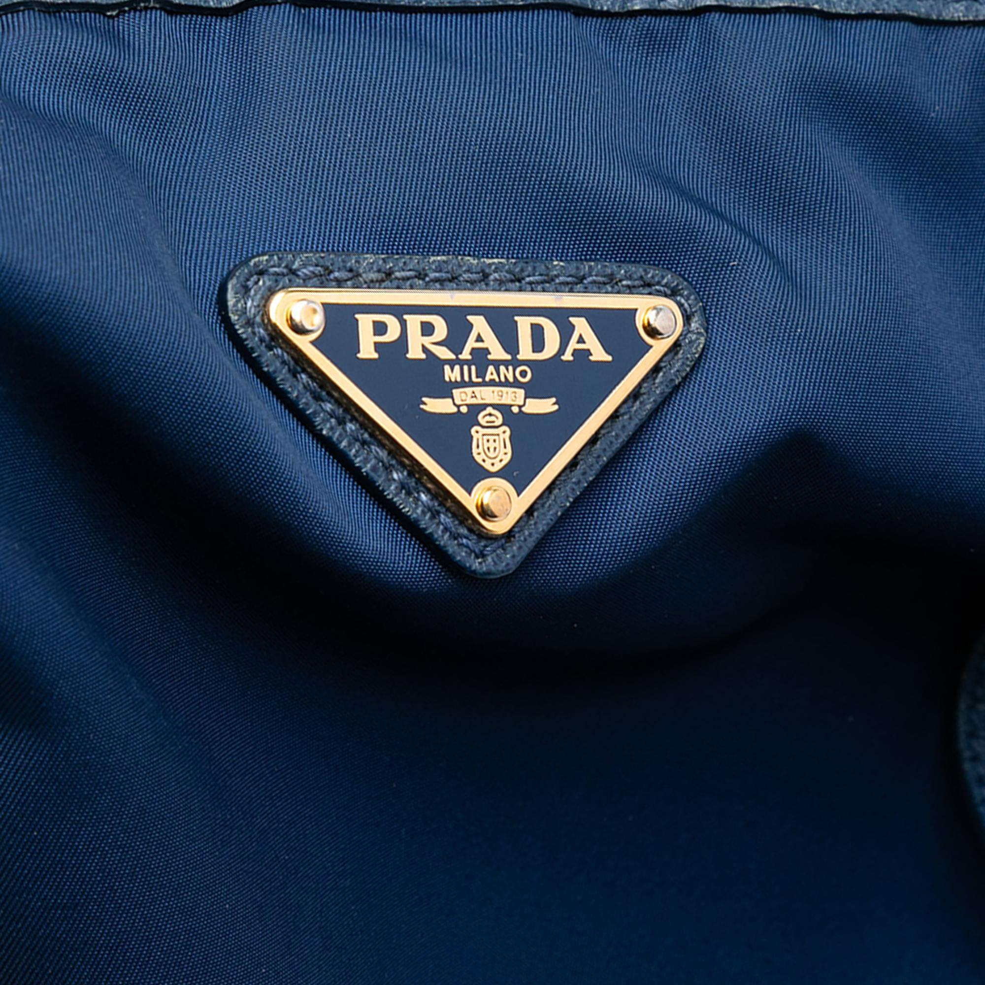 Prada Saffiano Trimmed Tessuto Tote