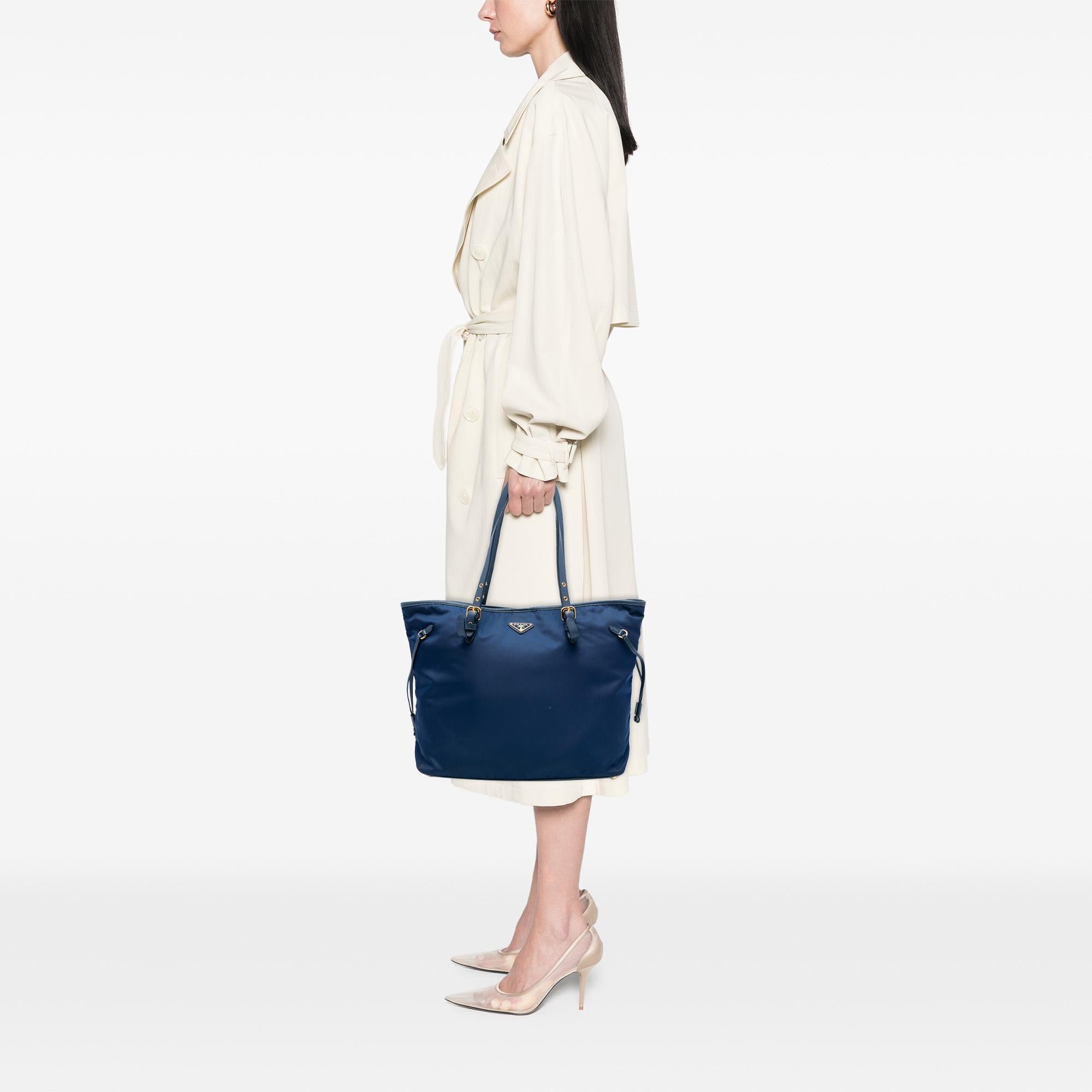 Prada Saffiano Trimmed Tessuto Tote
