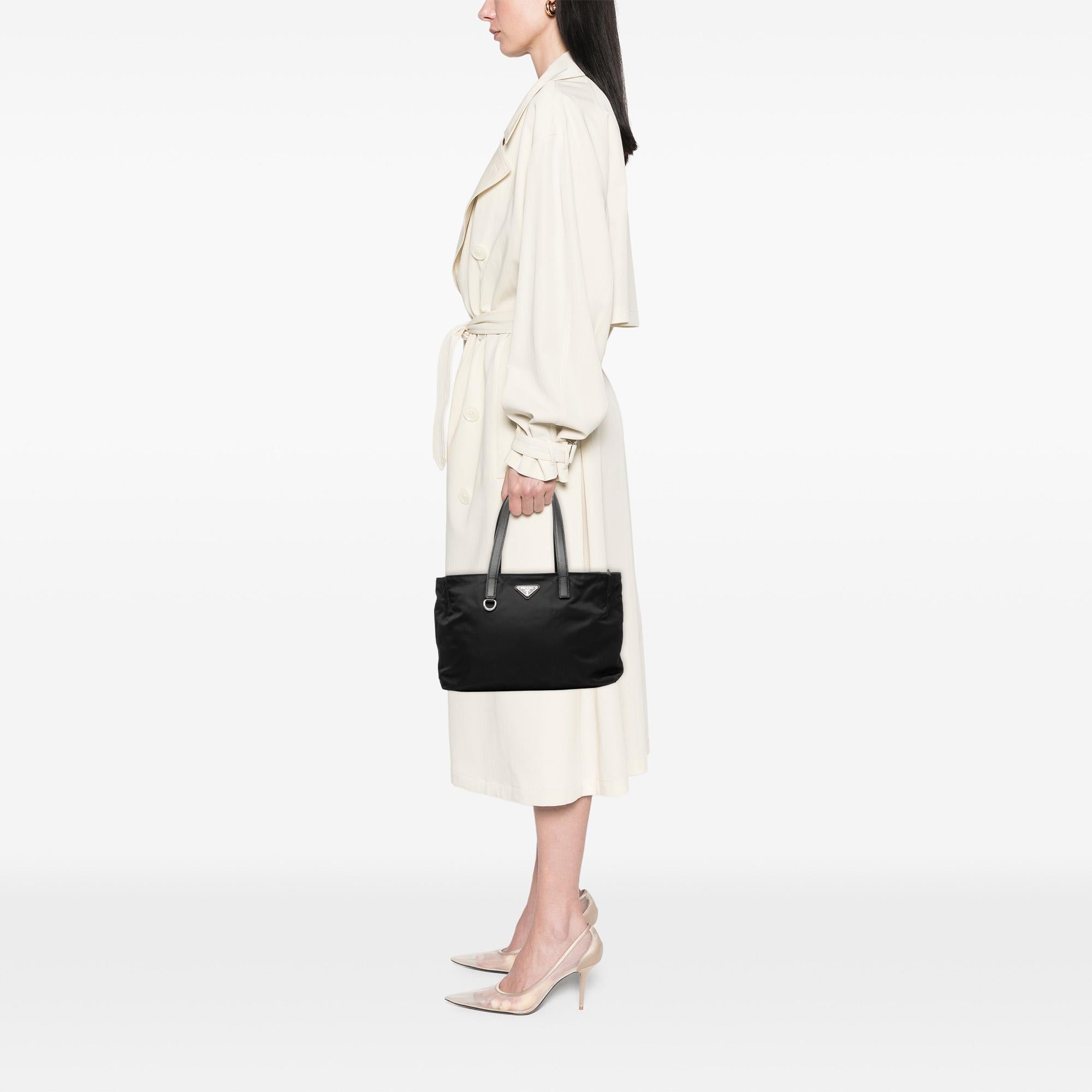Prada Saffiano Trimmed Tessuto Tote