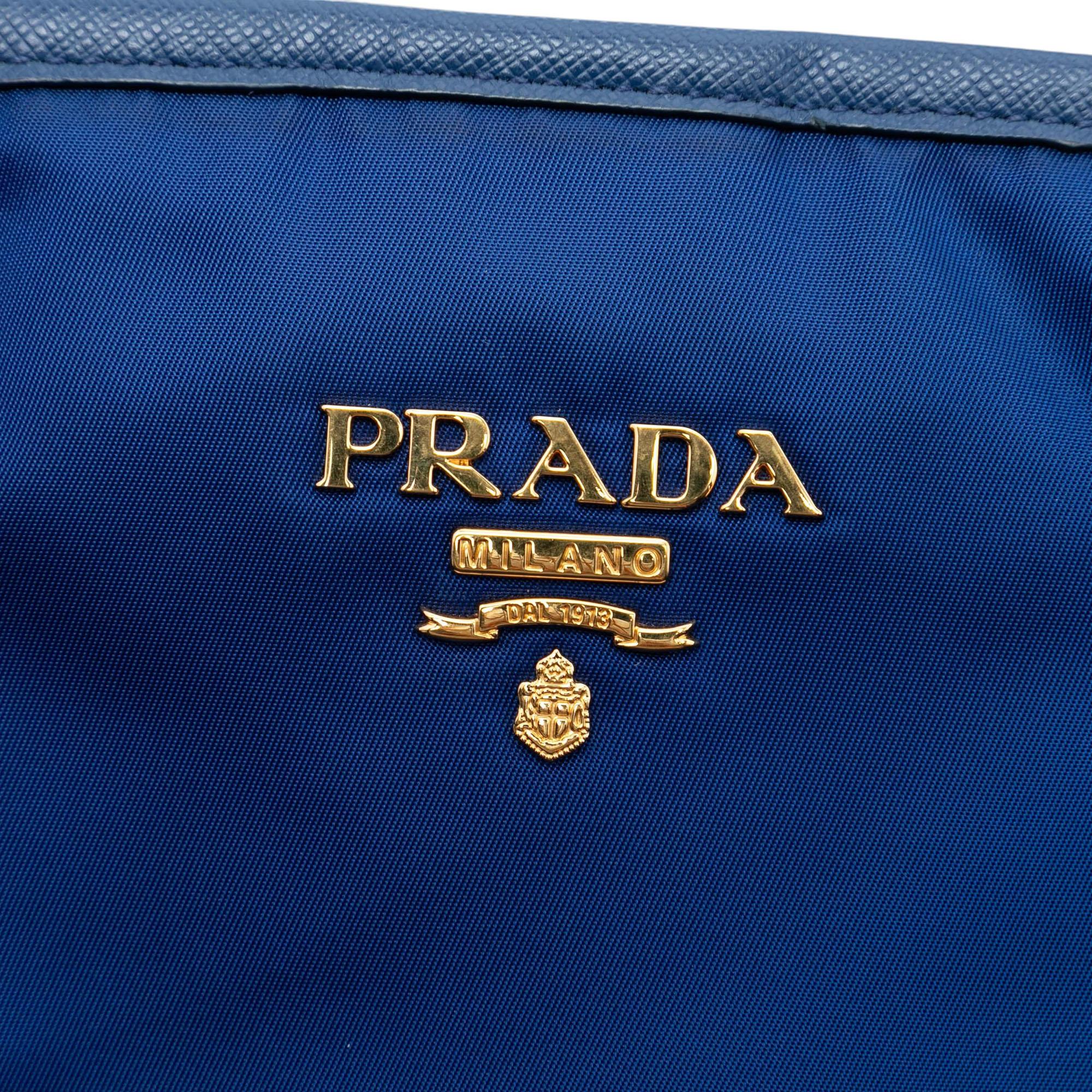 Prada Saffiano Trimmed Tessuto Tote