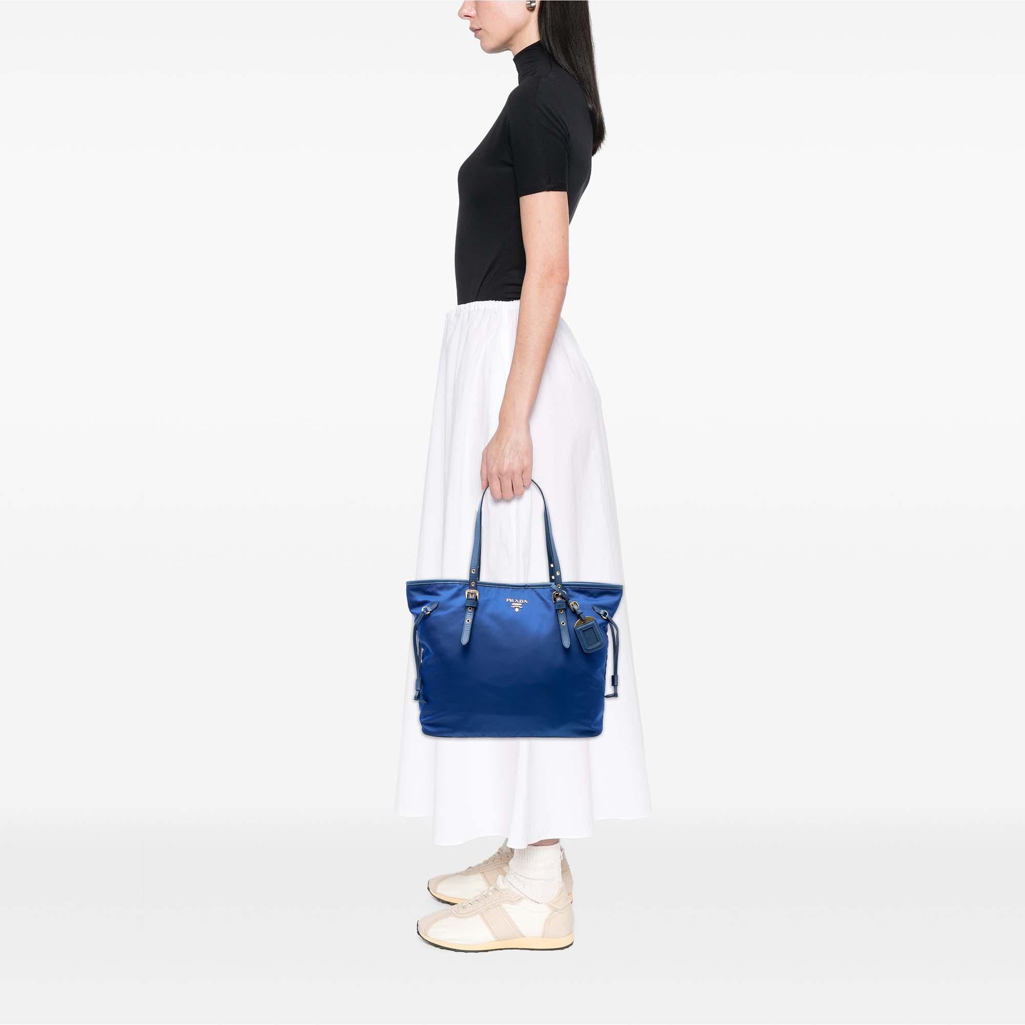 Prada Saffiano Trimmed Tessuto Tote