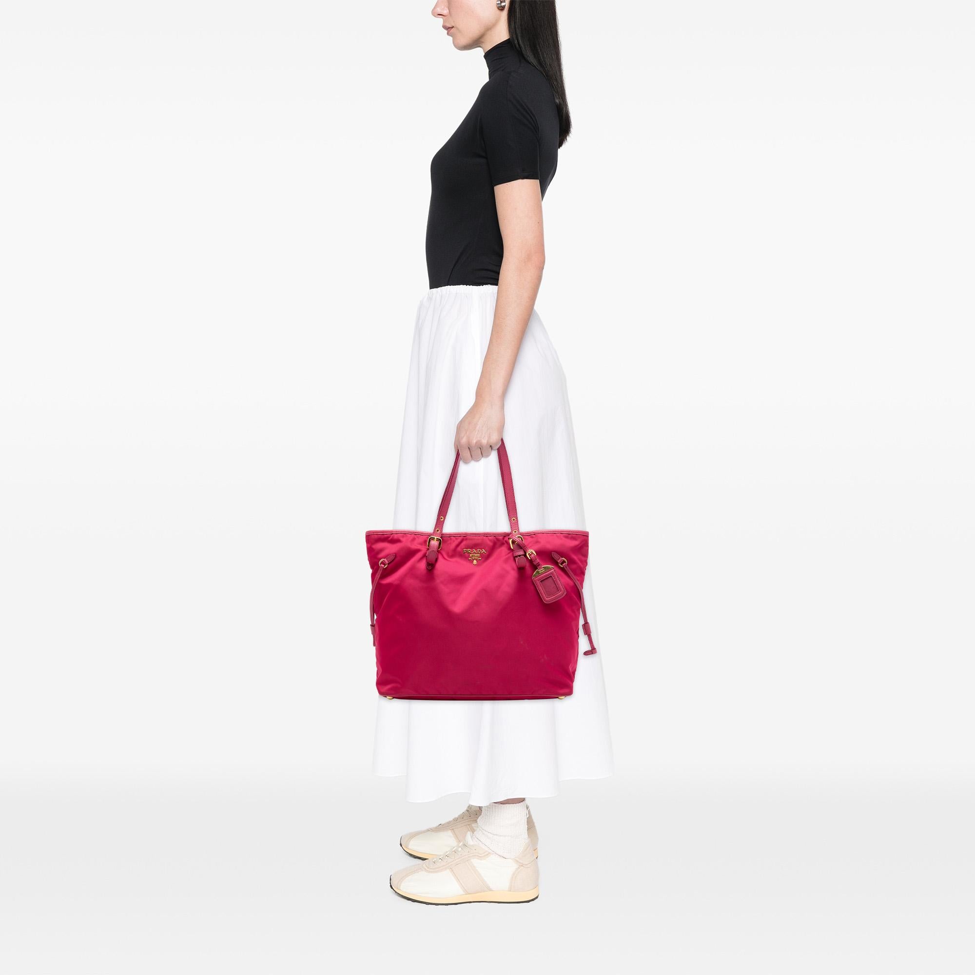 Prada Saffiano Trimmed Tessuto Tote