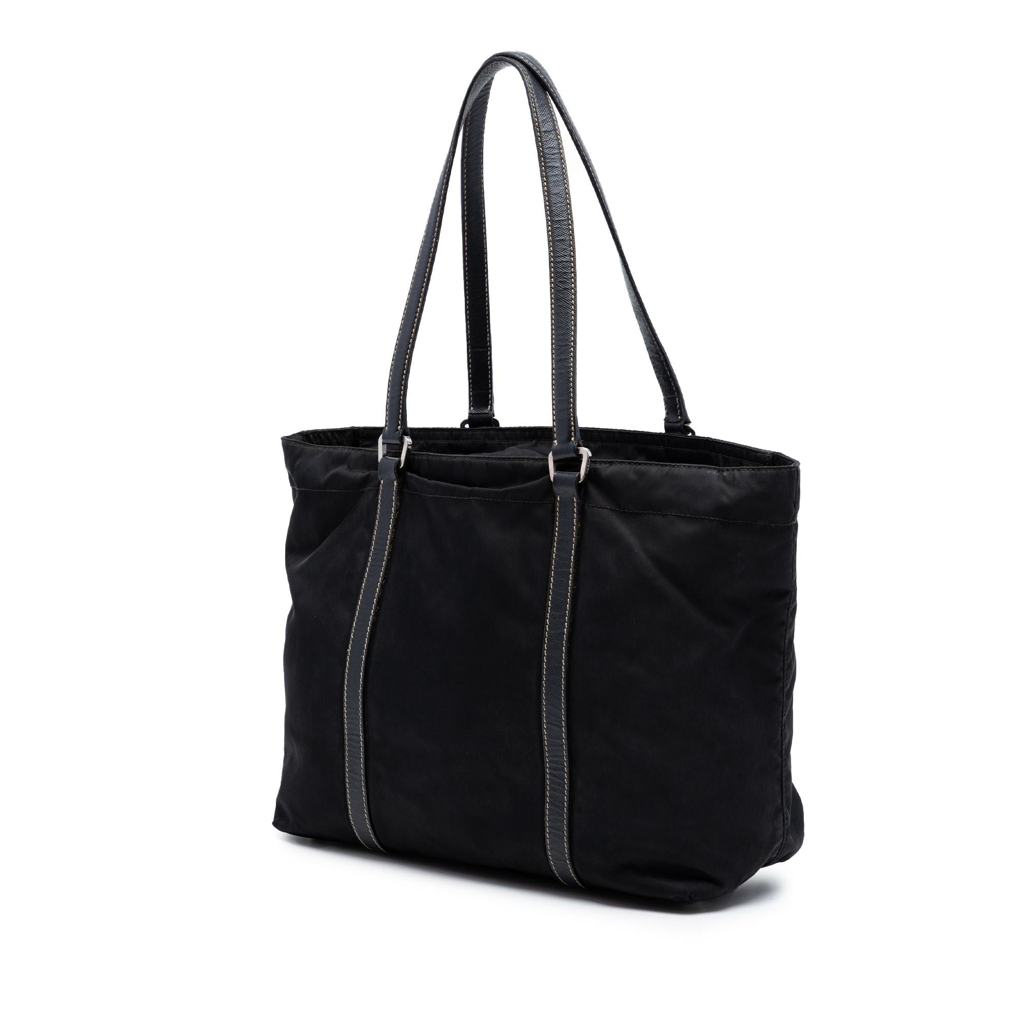 Prada Saffiano Trimmed Tessuto Tote