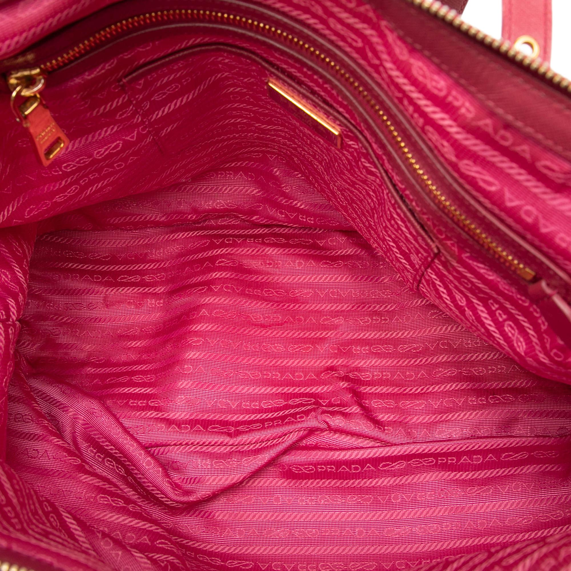 Prada Saffiano Trimmed Tessuto Zip Top Convertible Tote