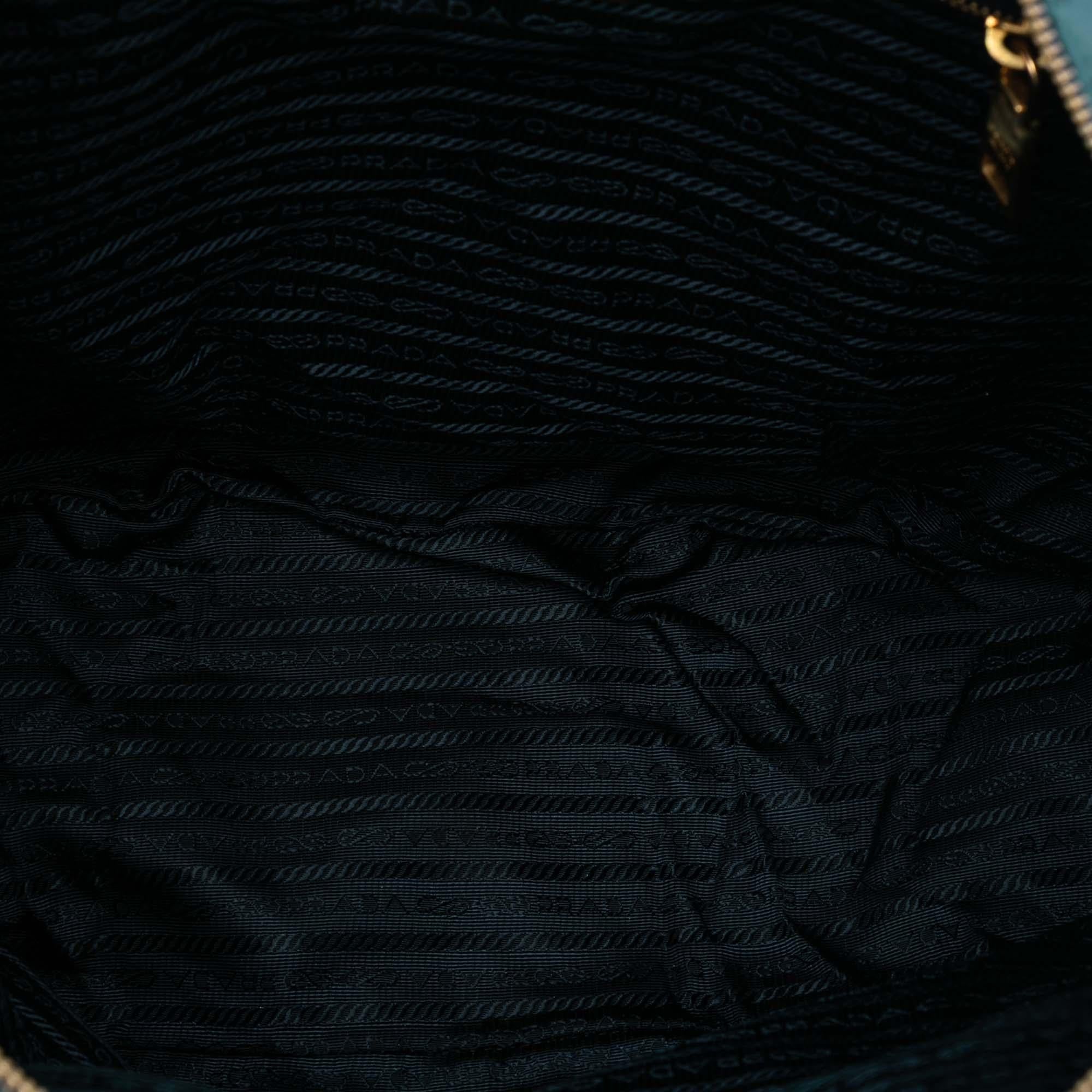 Prada Saffiano Trimmed Tessuto Zip Top Convertible Tote