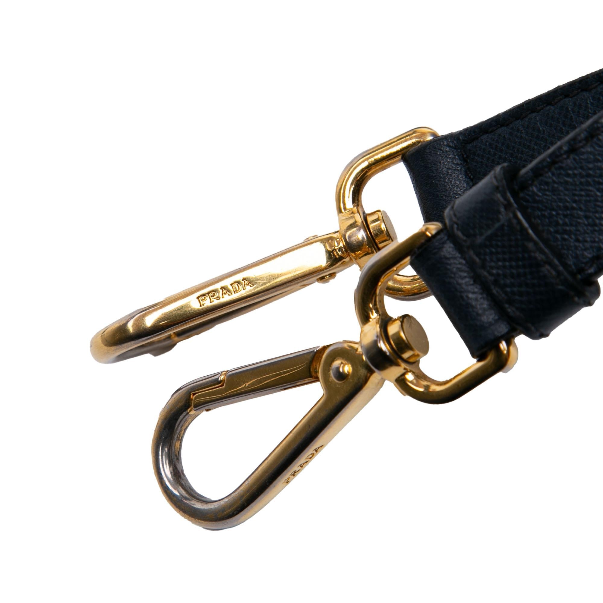 Prada Saffiano Trimmed Tessuto Zip Top Crossbody