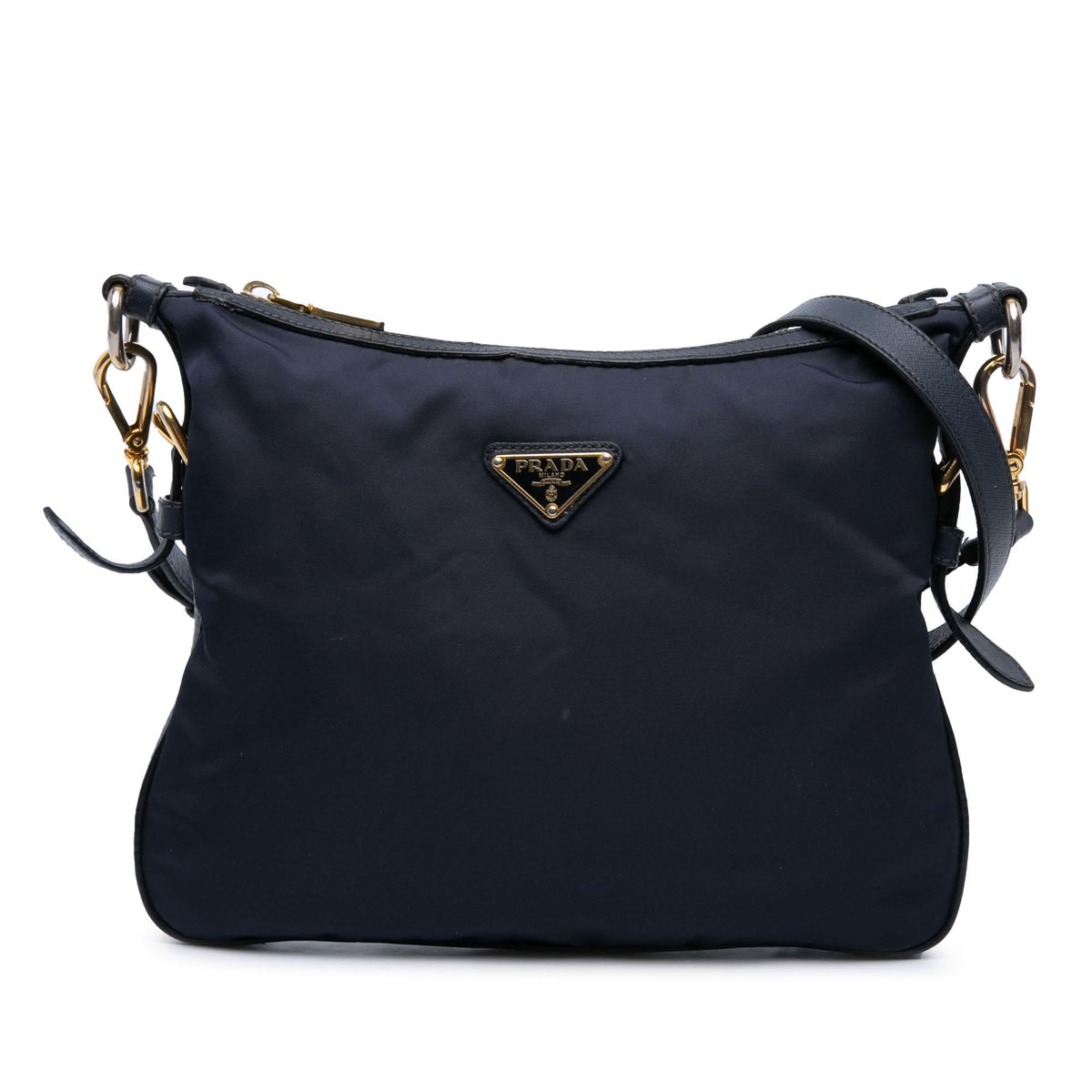 Prada Saffiano Trimmed Tessuto Zip Top Crossbody