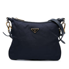 Prada Saffiano Trimmed Tessuto Zip Top Crossbody