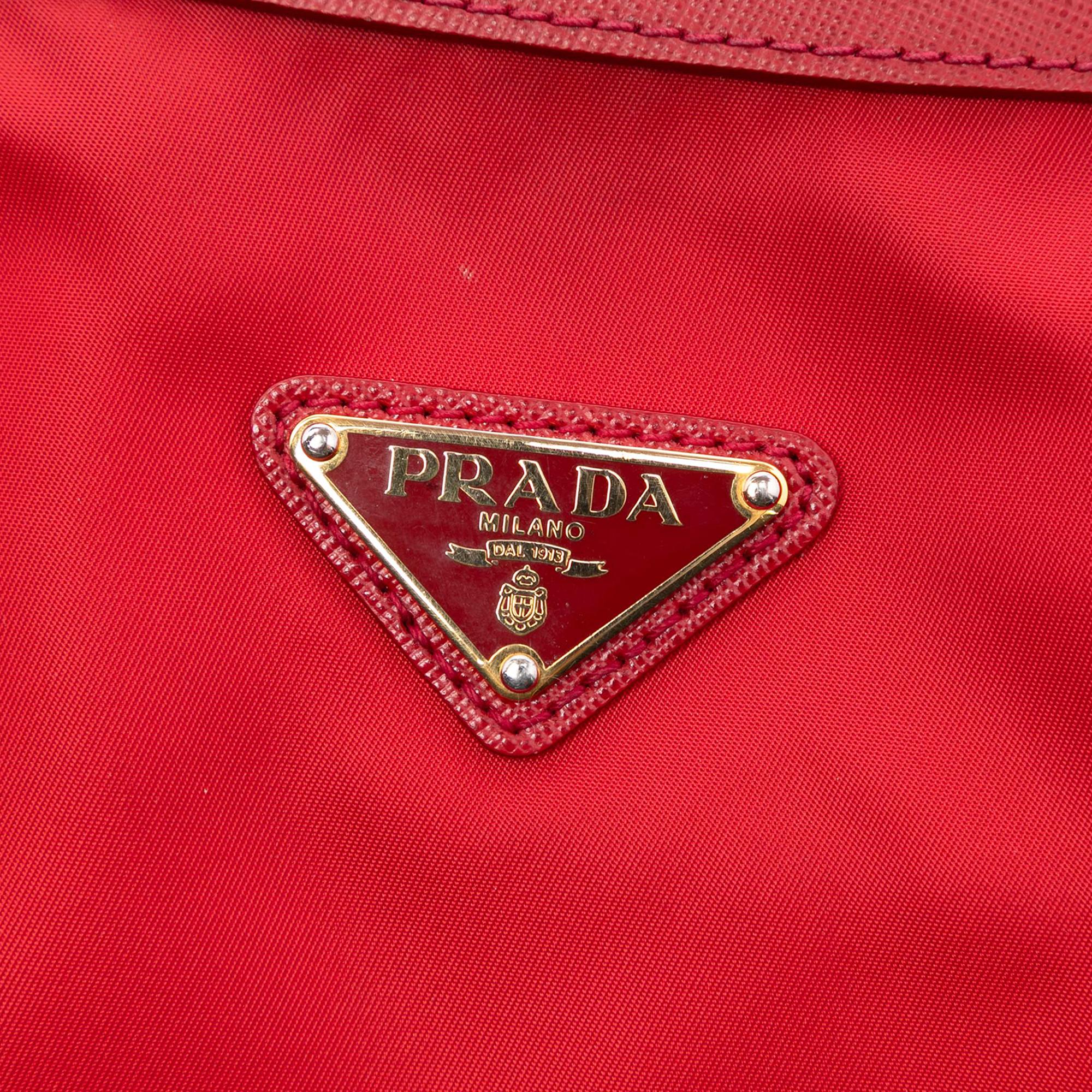 Prada Saffiano Trimmed Tessuto Zip Top Crossbody