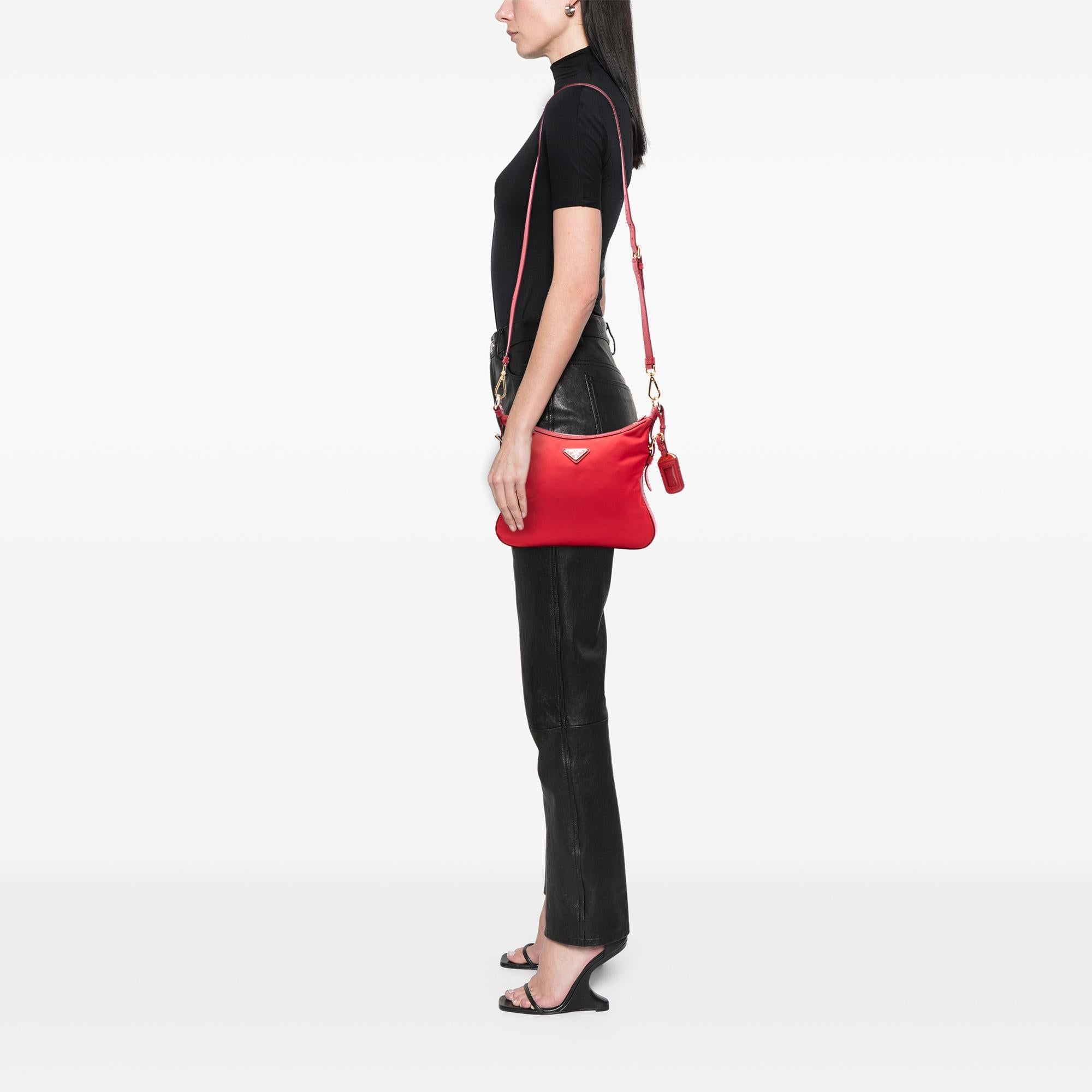 Prada Saffiano Trimmed Tessuto Zip Top Crossbody
