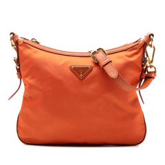 Prada Saffiano Trimmed Tessuto Zip Top Crossbody