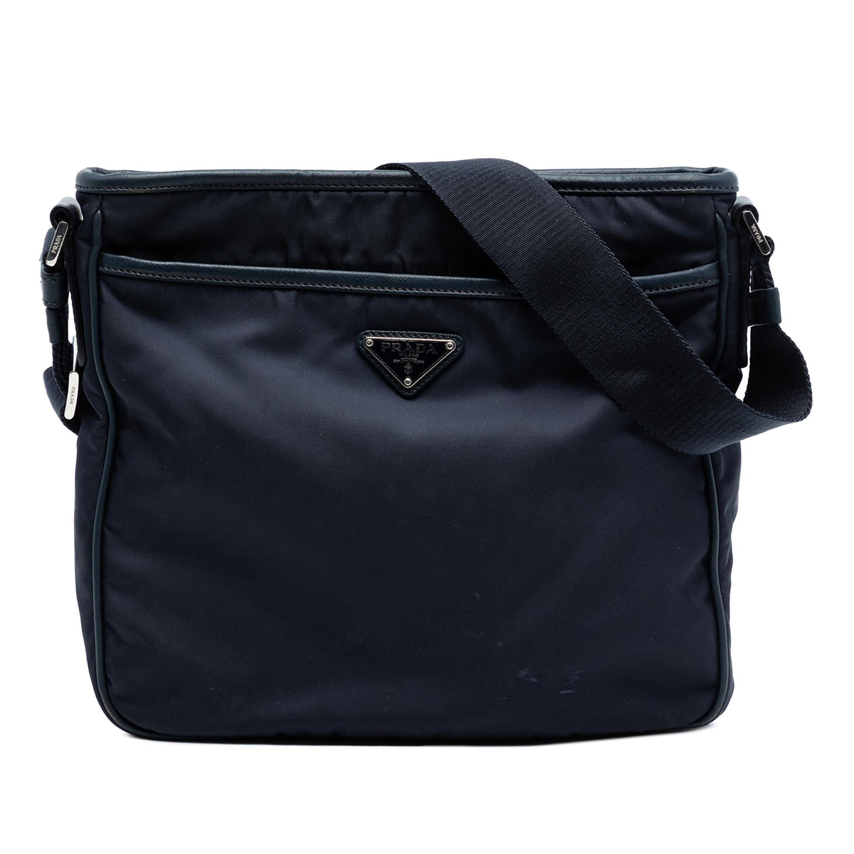 Prada Saffiano Trimmed Tessuto Zip Top Crossbody