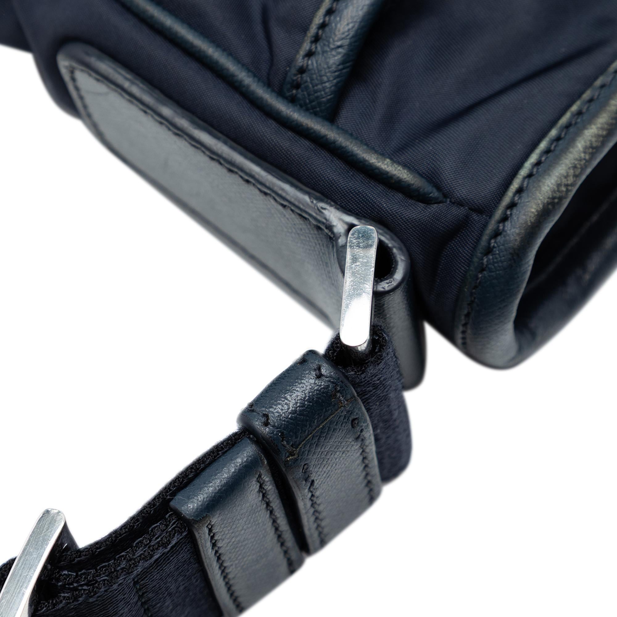 Prada Saffiano Trimmed Tessuto Zip Top Crossbody