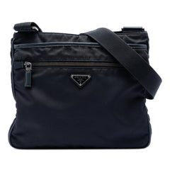 Prada Saffiano Trimmed Tessuto Zip Top Crossbody