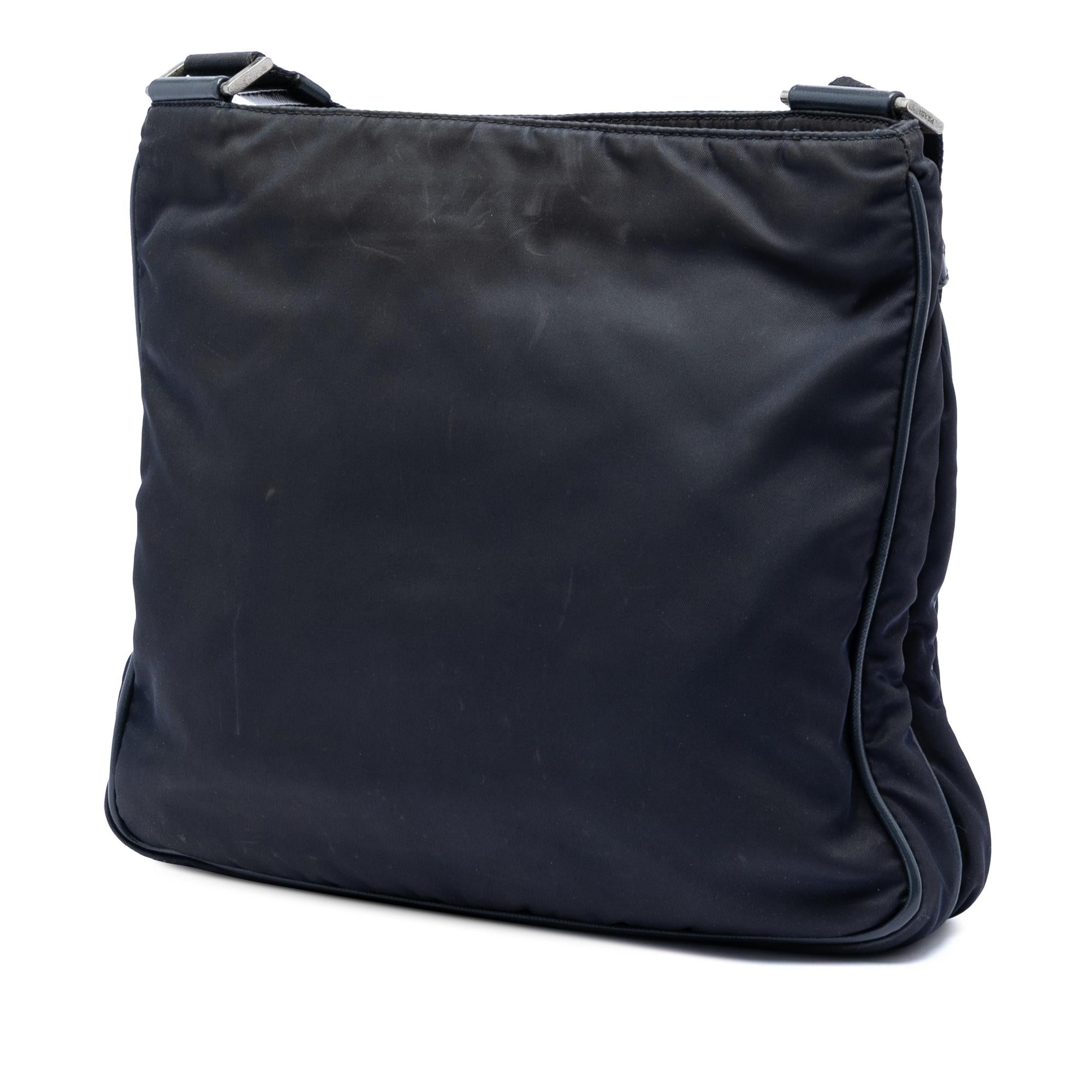 Prada Saffiano Trimmed Tessuto Zip Top Crossbody