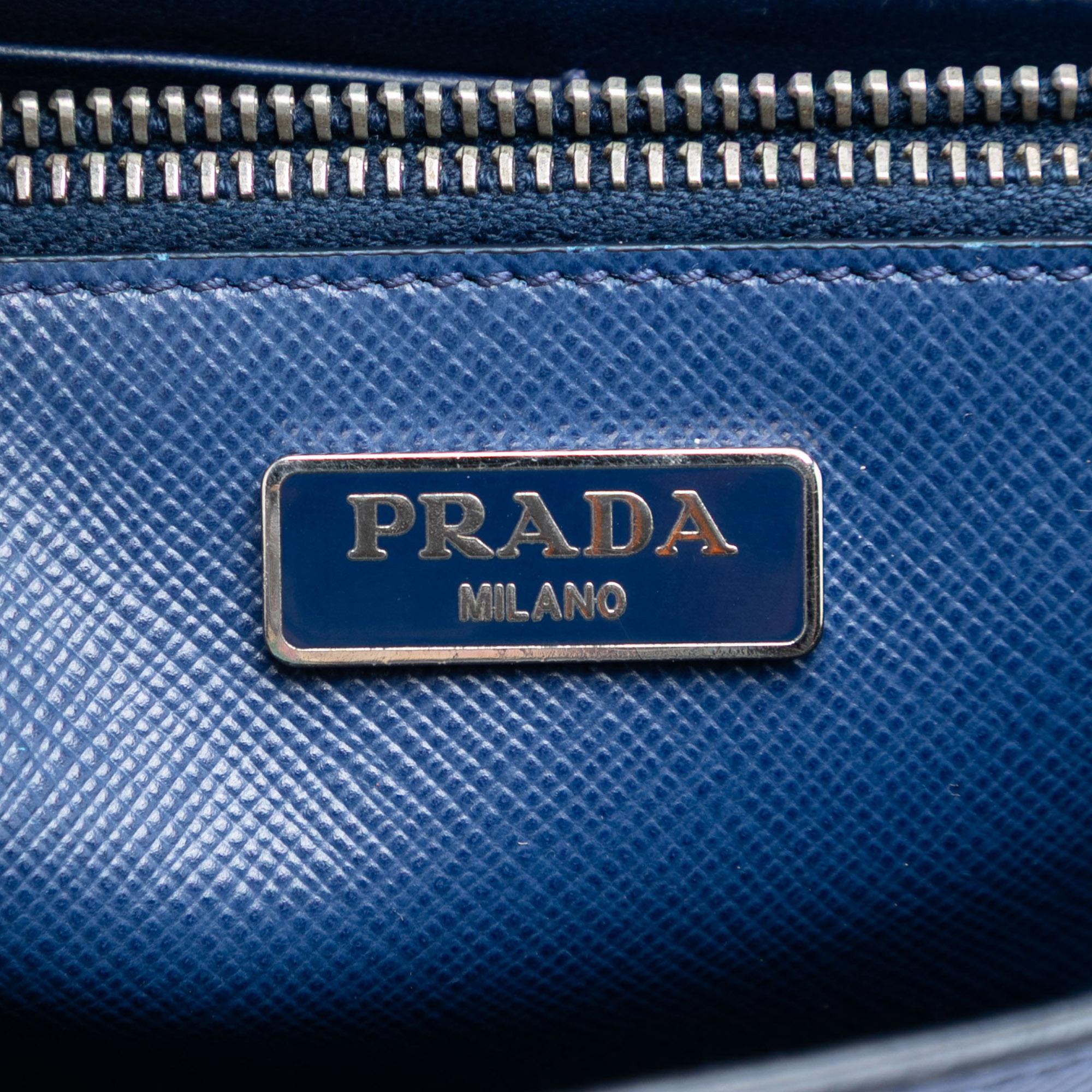 Prada Saffiano Turn Lock Wallet on Strap