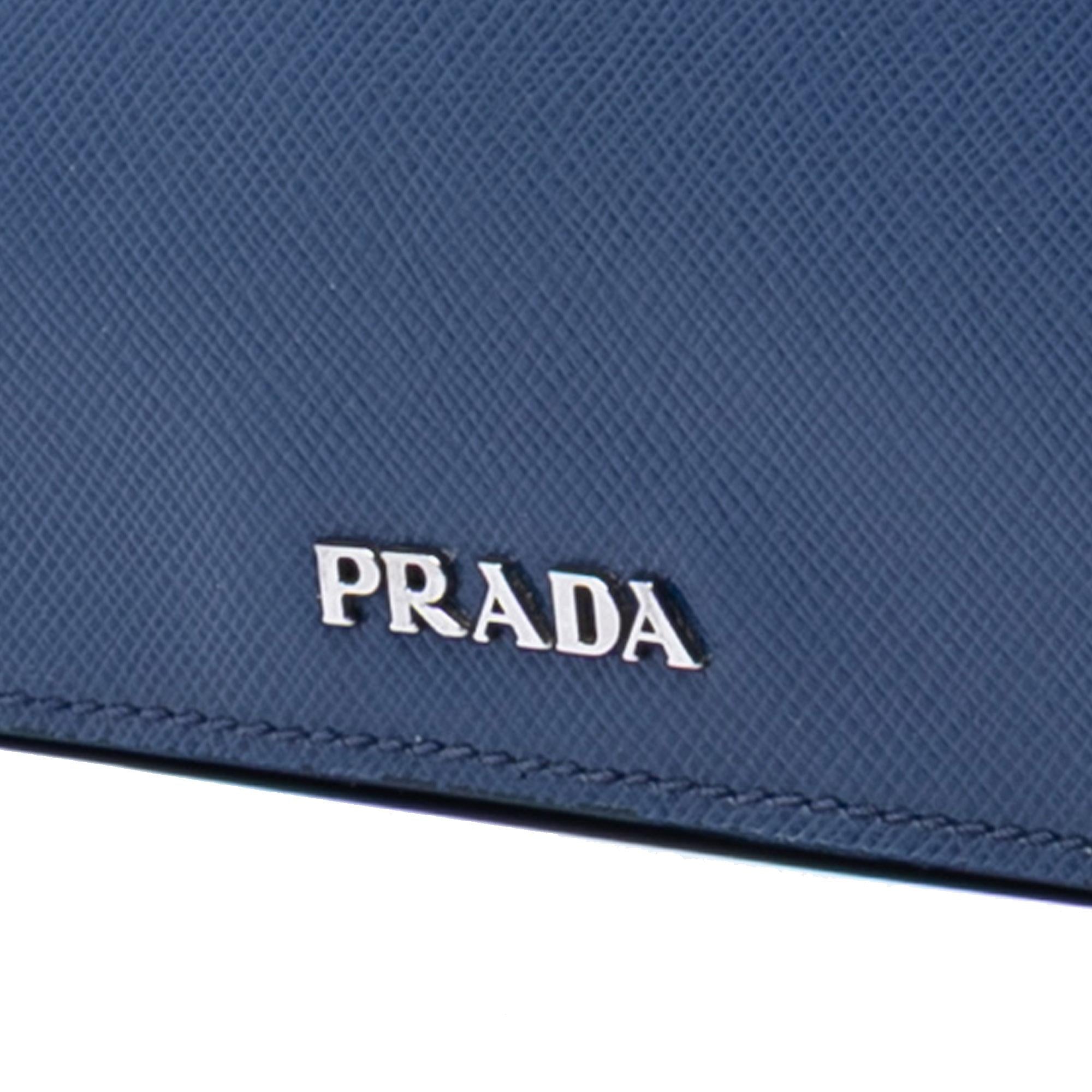 Prada Saffiano Turn Lock Wallet on Strap