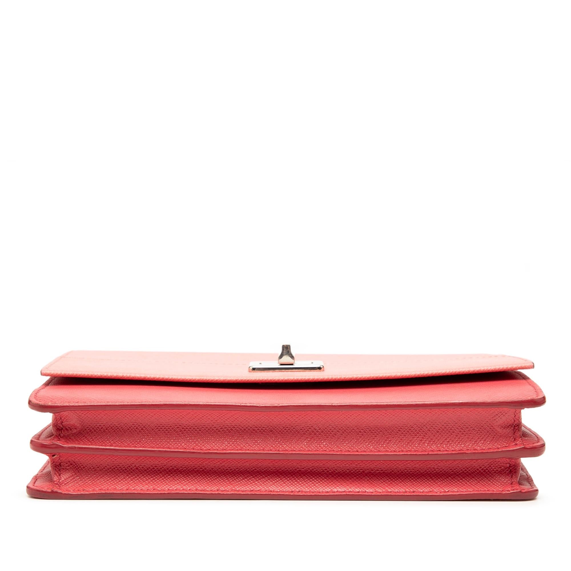 Prada Saffiano Turn Lock Wallet on Strap