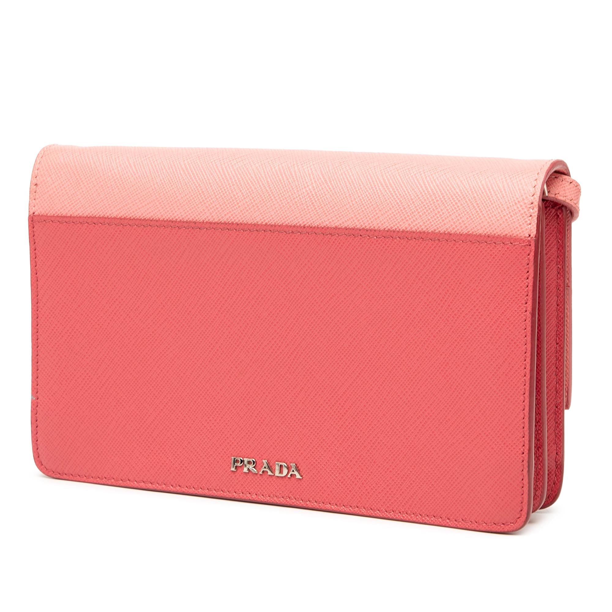 Prada Saffiano Turn Lock Wallet on Strap