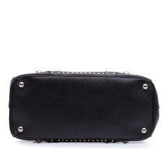 Prada Saffiano Turnlock Double Zip Studded Tote