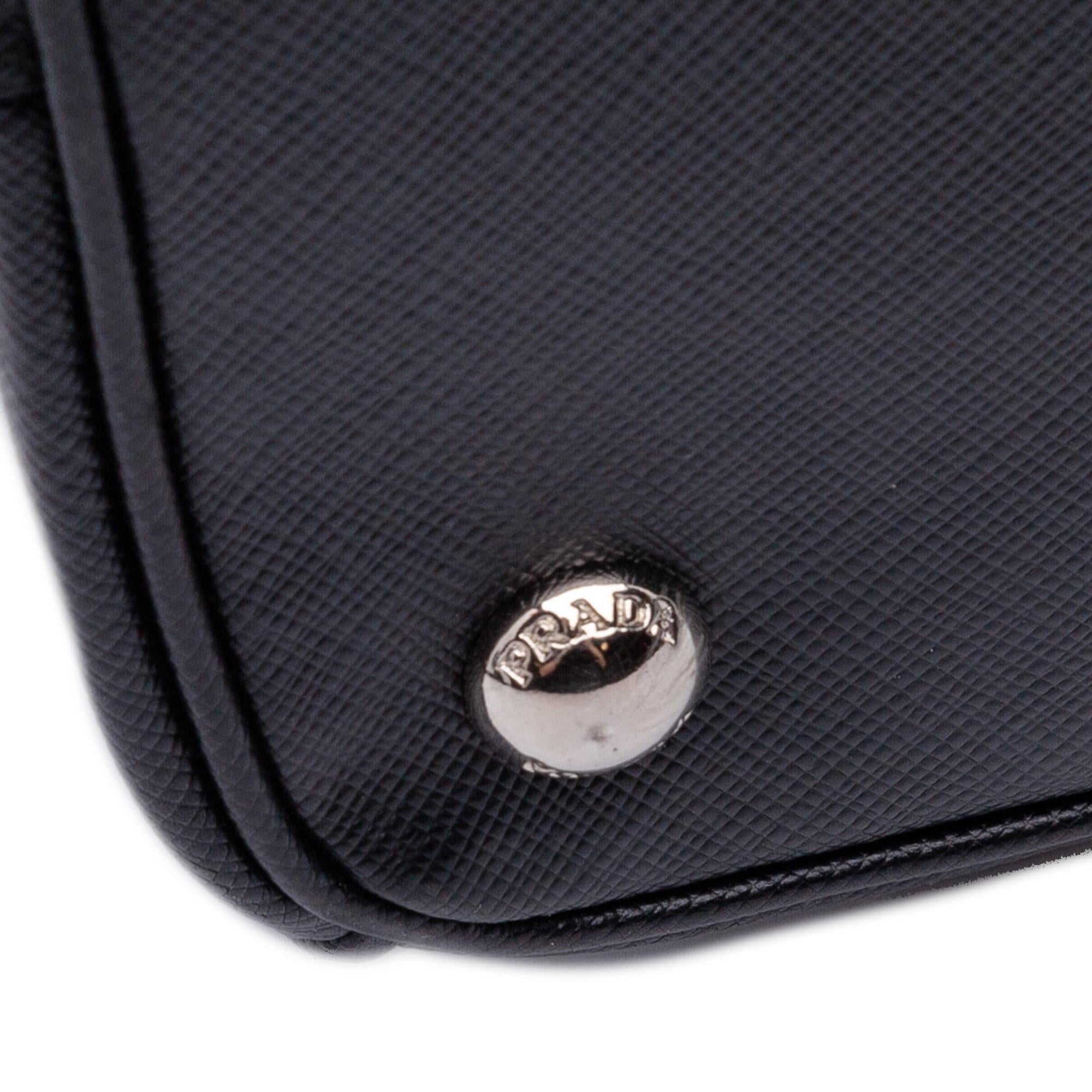 Prada Saffiano Turnlock Double Zip Studded Tote